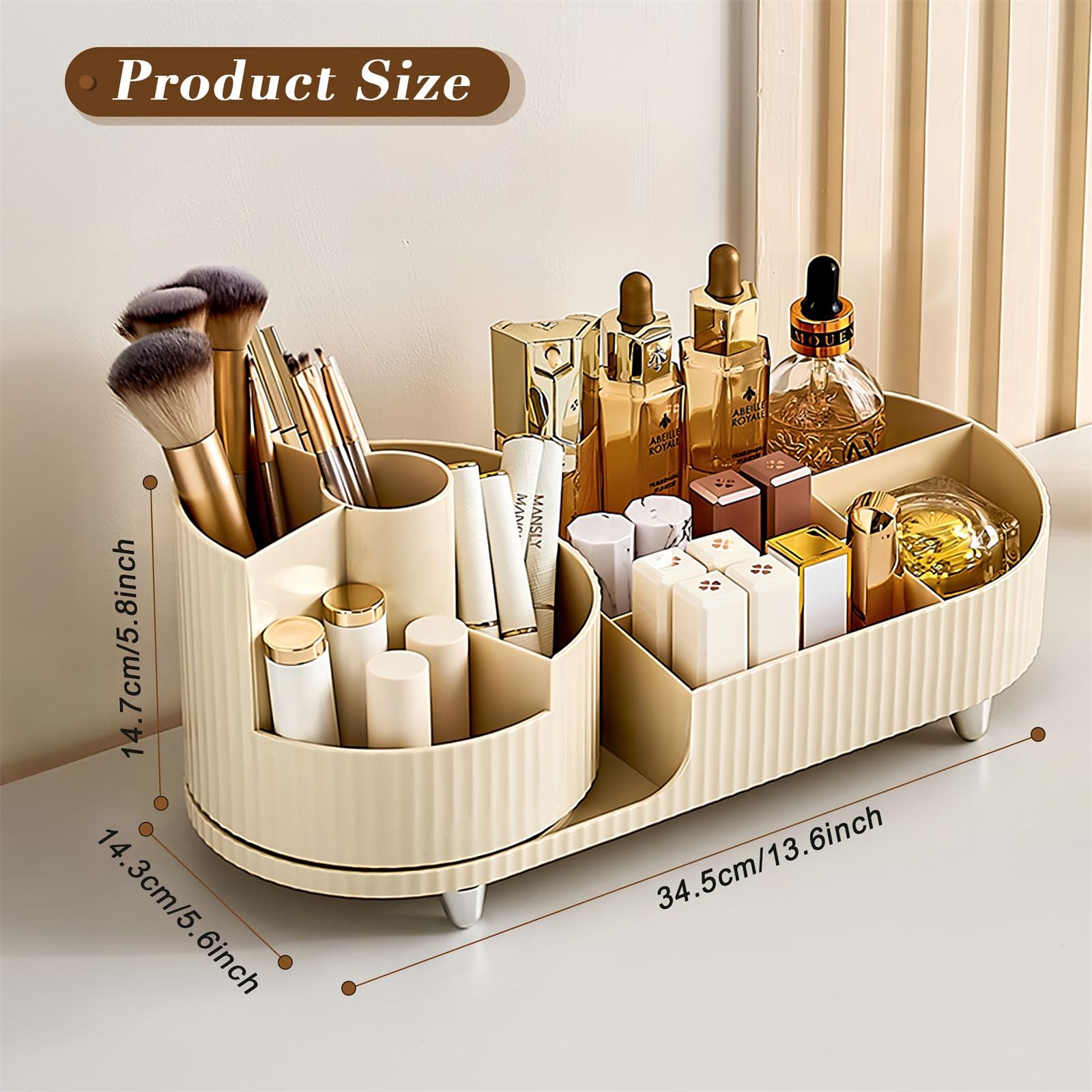 360° Rotating Makeup Brush Organizer - Cinnani Multifunctional Cosmetic Storage for Vanity, Bedroom & Bathroom | Perfect for Makeup Artists & Beauty Enthusiasts