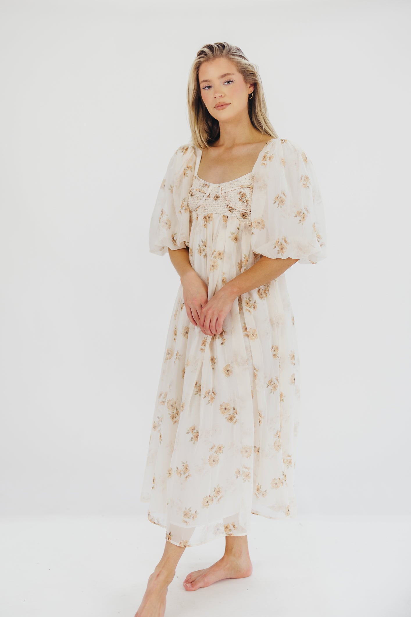 Harlow Maxi Dress in Taupe Floral - Bump Friendly Maternity Dress with Inclusive Sizing (S-3XL) | Perfect for Pregnancy, Beach Vacations & Special Occasions