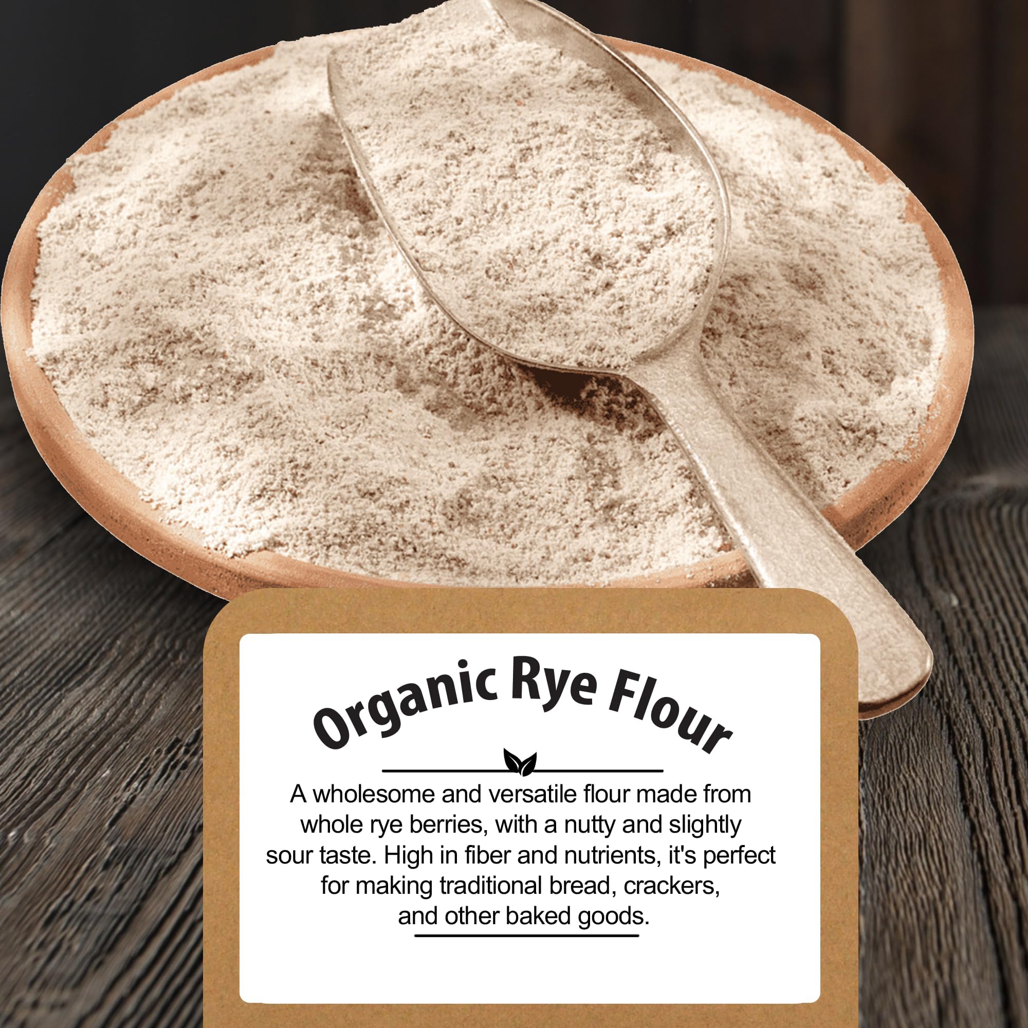 Organic Rye Flour for Bread Baking - 2.8 lb Bulk Bag | 100% Whole Grain USA Grown Rye | USDA Certified, Vegan & Non-GMO | Perfect for Bread Machines, Pumpernickel & Artisan Loaves | Ideal for Home Bakers & Healthy Baking