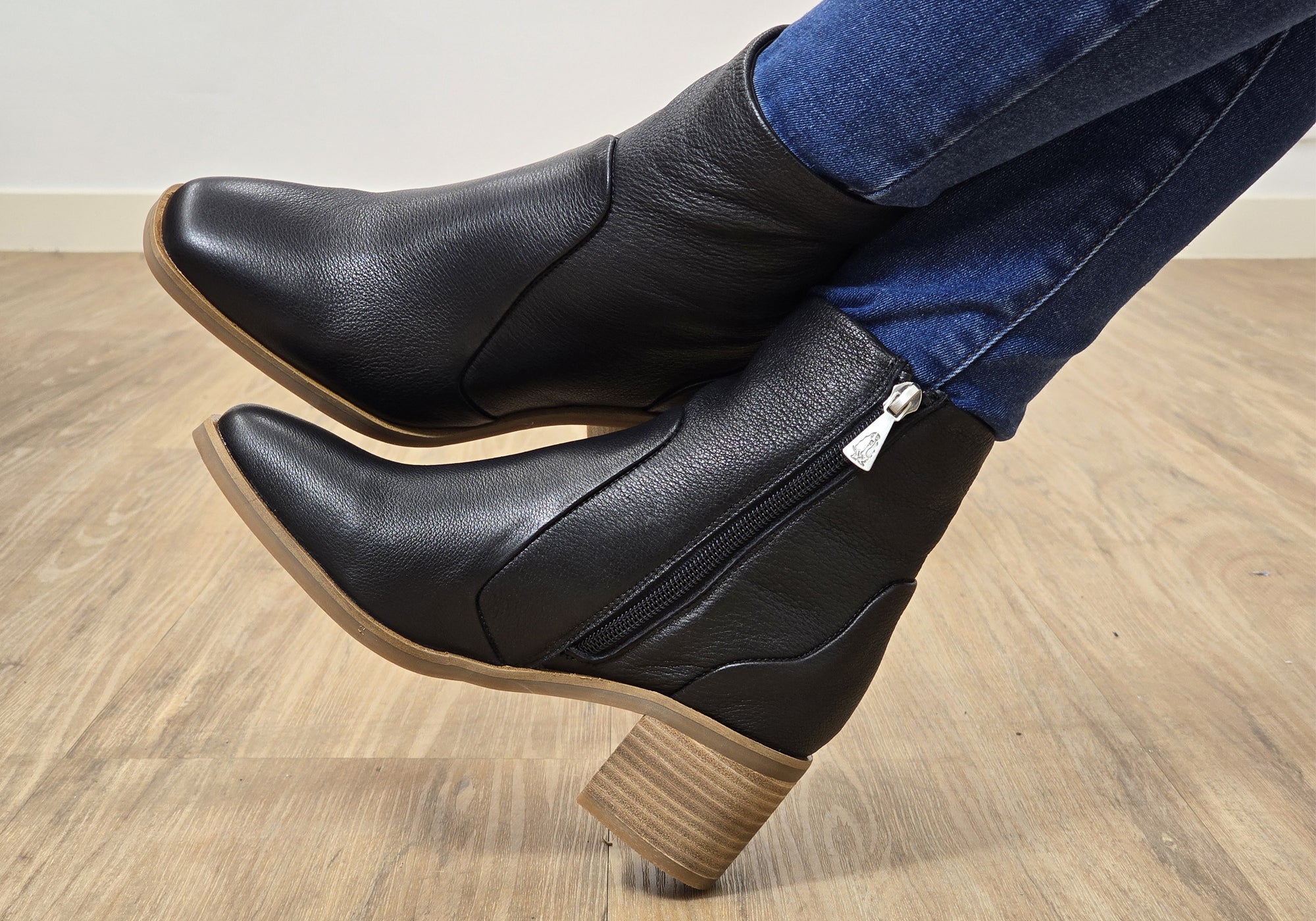 Hush Puppies Women's Comfortable Leather Mid Heel Ankle Boots - Superb Cushioning for All-Day Wear | Perfect for Office, Casual Outings & Fall/Winter Fashion