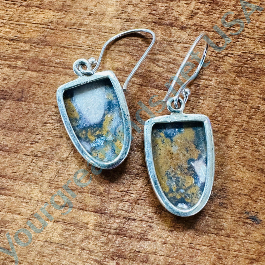 Sterling Silver Mustard Agate & Jasper Dangle Earrings for Women - Handmade Boho Chic Jewelry for Casual Wear, Parties & Gifts