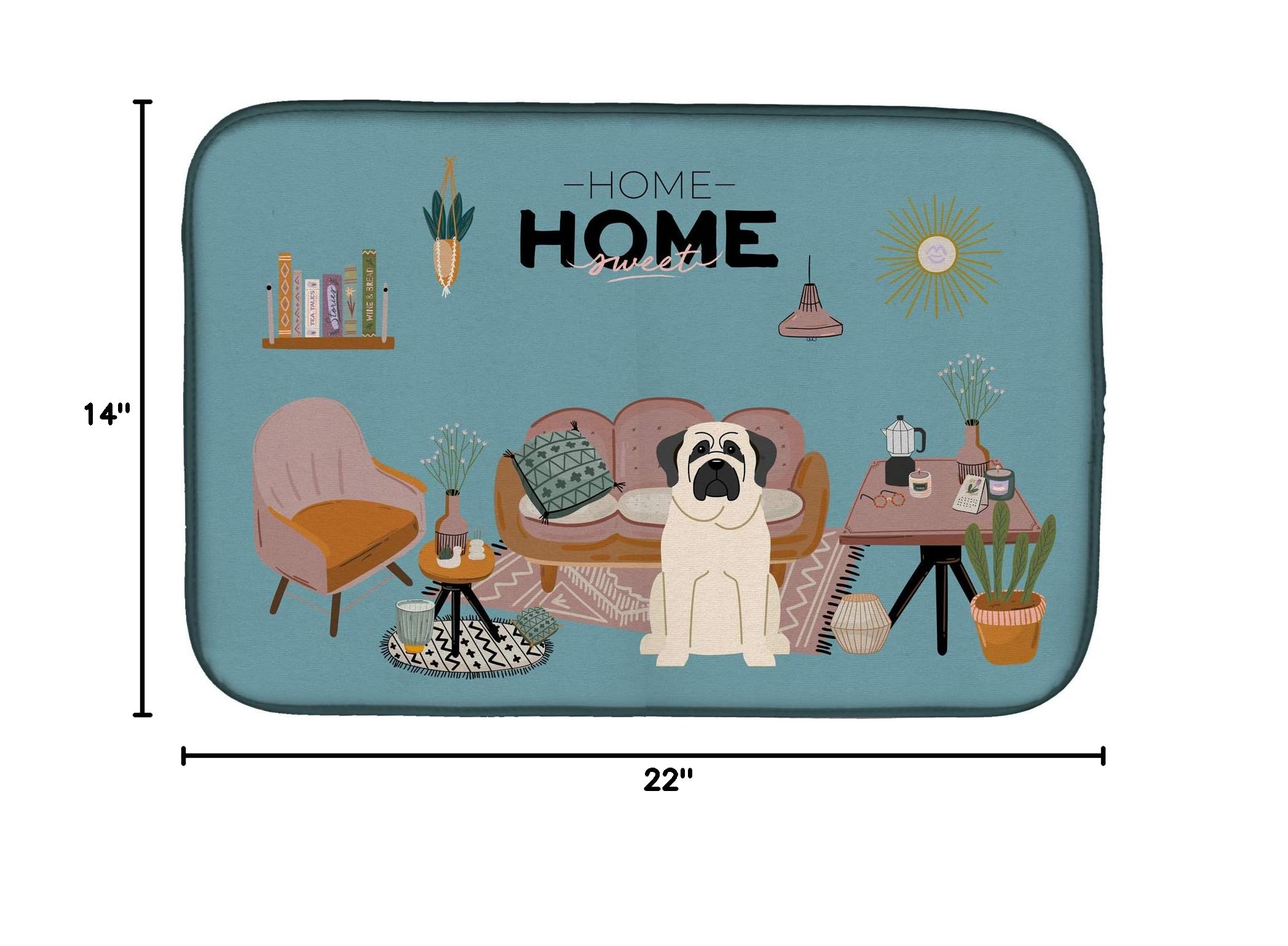 White Mastiff Dish Drying Mat - Absorbent Kitchen Counter Pad (14x21