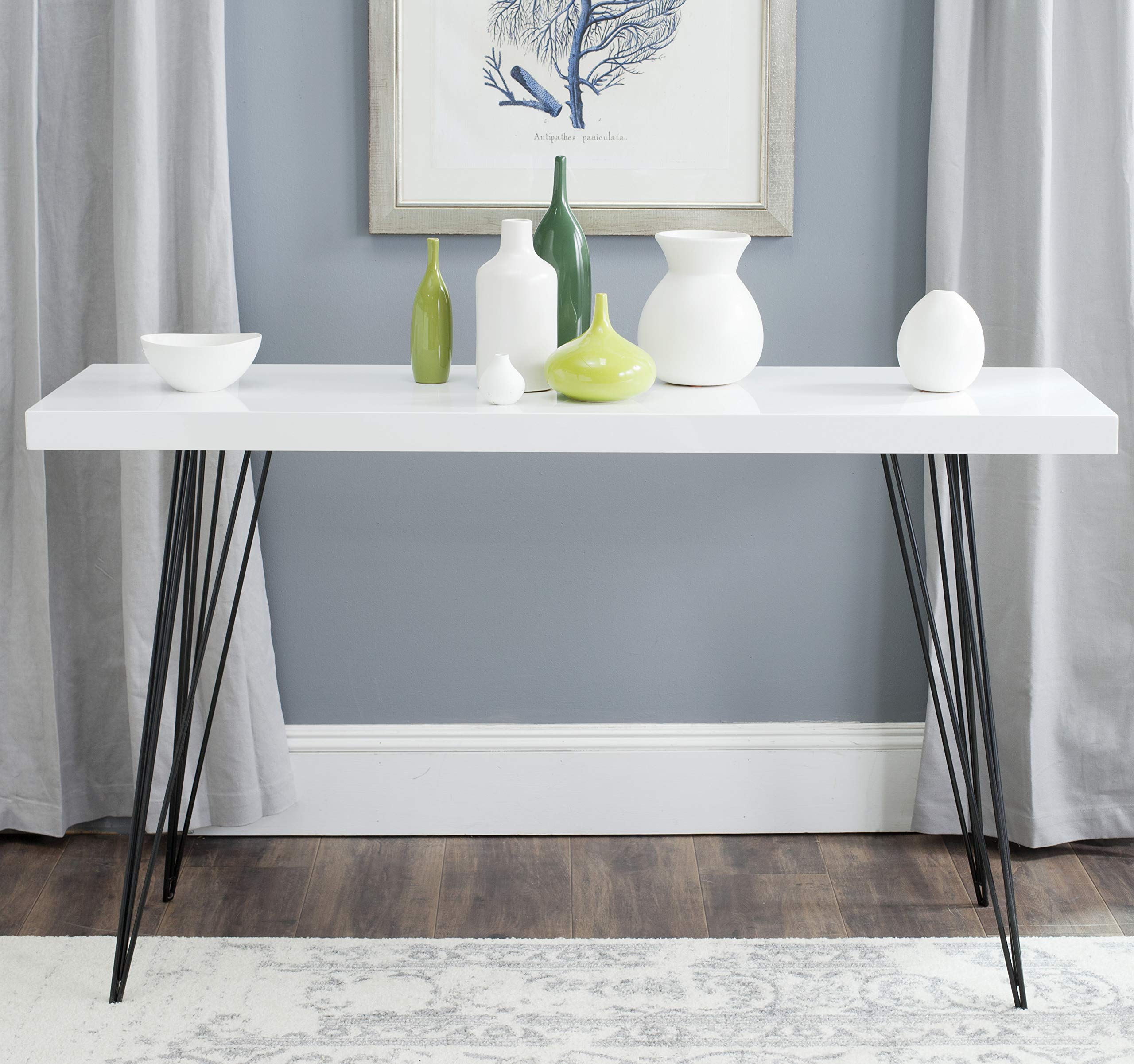 Safavieh Wolcott White Console Table - Modern Entryway Furniture for Hallway & Living Room Decor