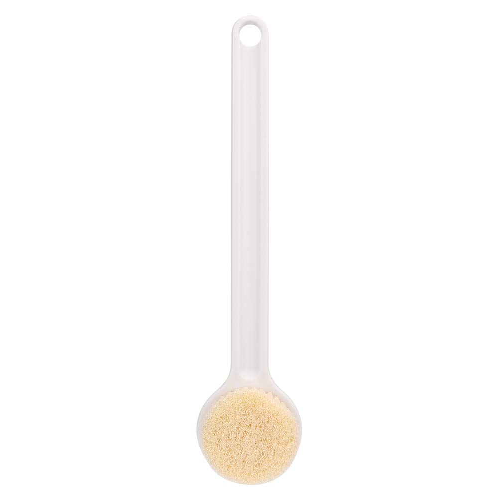 Premium Body Brush for Exfoliation & Massage - Long Handle Shower Brush with Good Toughness & Elasticity - Ideal for Bath, Spa & Dry Brushing (White)