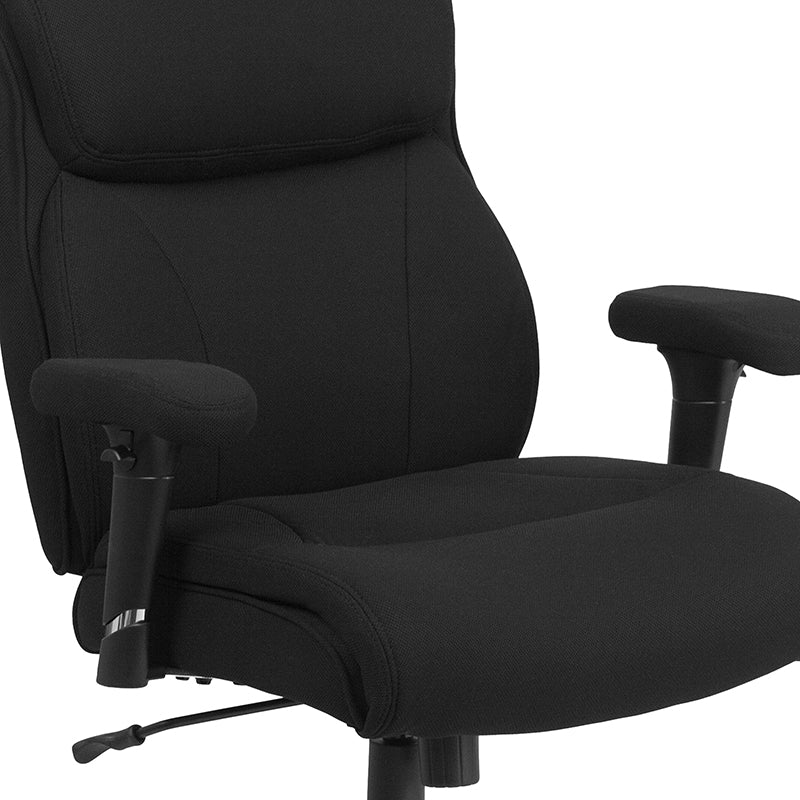 FLASH HERCULES Series Big & Tall Office Chair - 400 lb Weight Capacity, Ergonomic Black Fabric Task Chair with Adjustable Arms & Line Stitching - Perfect for Home Office, Gaming & Workspaces