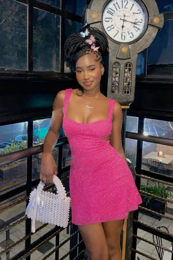 Sparkly Hot Pink Sequin Homecoming Dress for Women - A-Line Prom Birthday Party Gown J4134 | Perfect for Dances, Quinceañeras & Special Occasions
