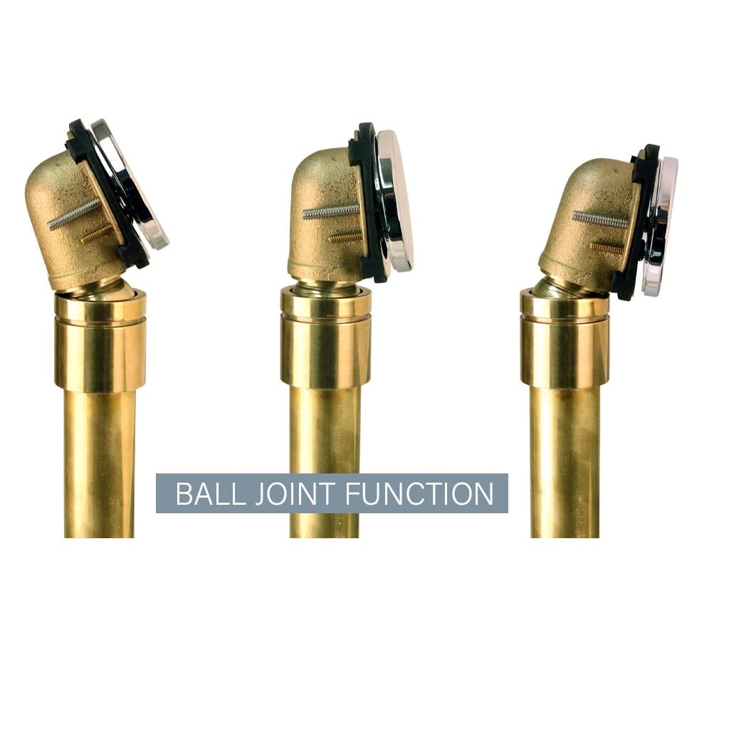 Westbrass 493144HRHBJ-01 Semi-Exposed Tip-Toe Bath Waste & Overflow Kit with Ball Joint, Illusionary Faceplate & ABS Fittings - Polished Brass Finish for Bathtub Drain Installation & Bathroom Renovation