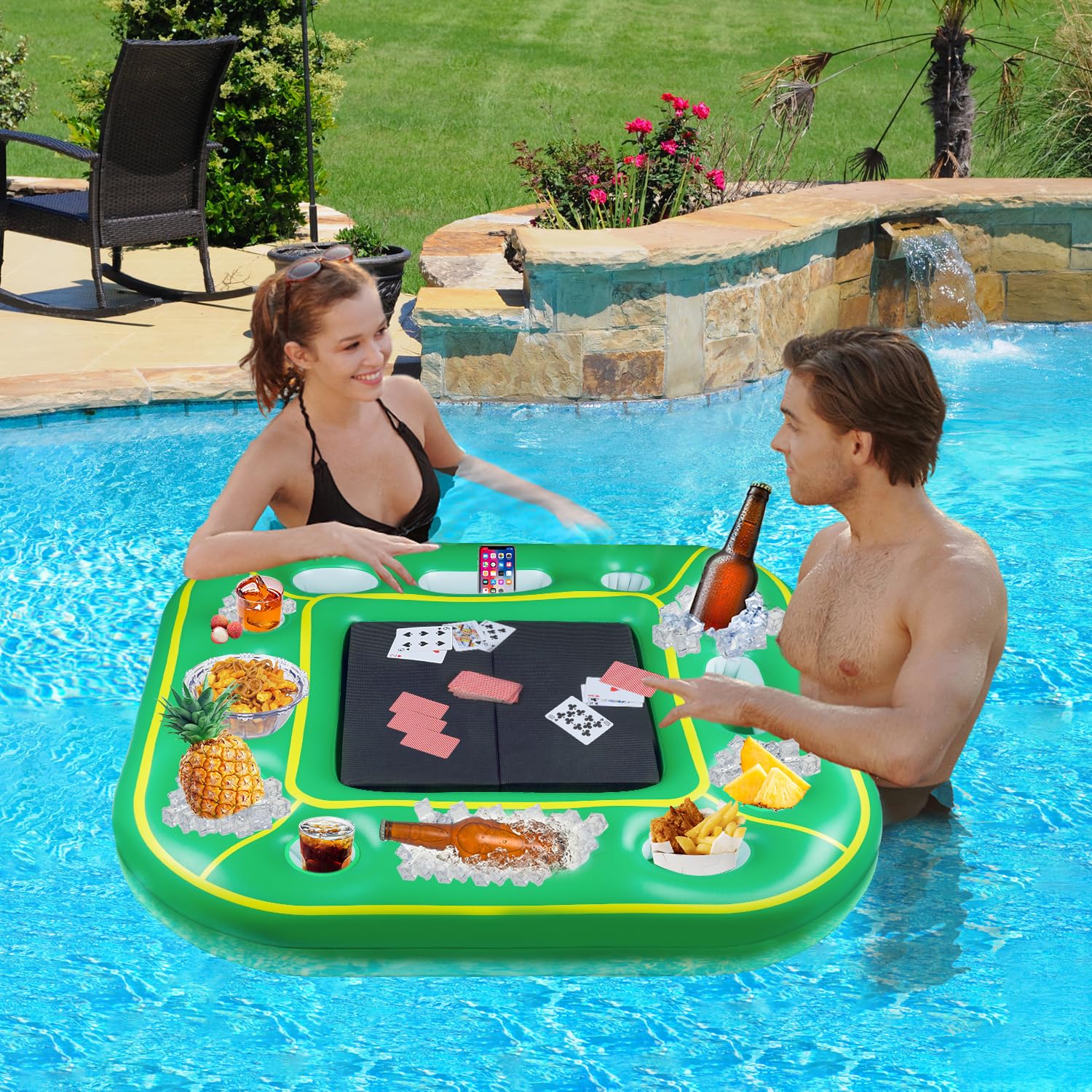 **Digi Floating Pool Games Table for Adults - Durable Foam Pool Accessories, Hot Tub Tray & Inflatable Food Drink Holder - Perfect for Summer Parties, Indoor/Outdoor, Beach & Pool Fun**