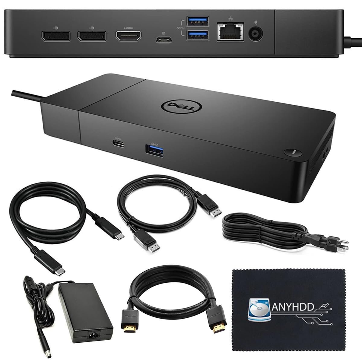 Refurbished Dell WD19S 130W Docking Station with 90W Power Delivery - Universal Laptop Dock Includes HDMI, DisplayPort & USB-C Cables + Microfiber Cloth | Perfect for Home Office, Remote Work & Multi-Monitor Setup