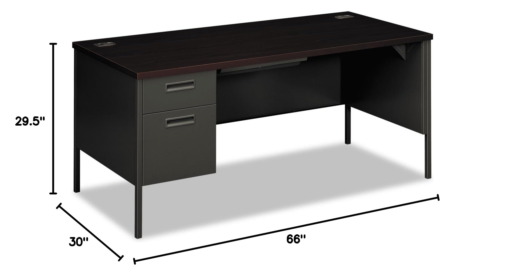 HON Metro Classic Left Pedestal Desk - Modern Office Desk with Storage Drawer & File Cabinet - Perfect for Home Office, Small Business & Workspace Organization