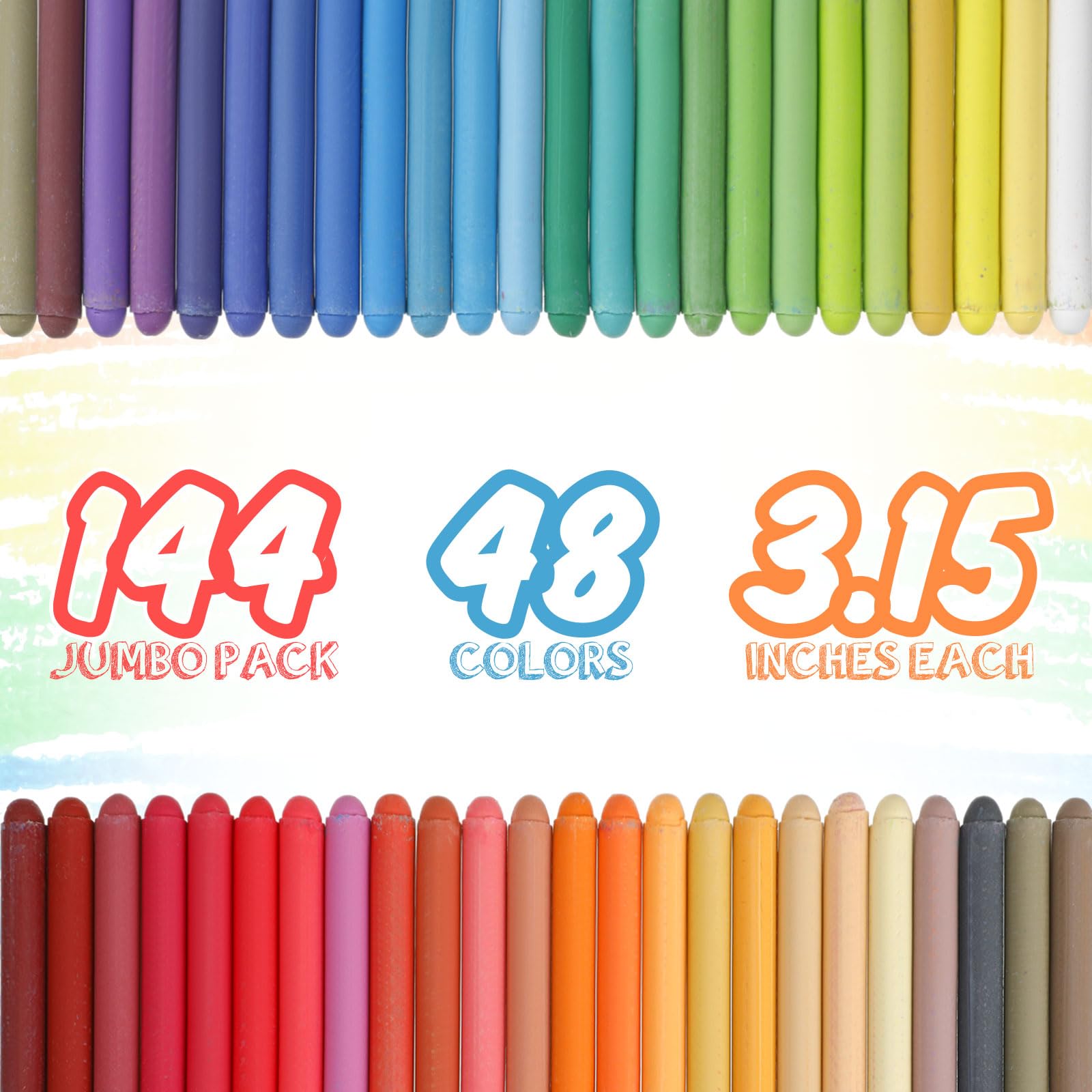Harloon 144 Pcs Dustless Chalk Set with Eraser - Non-Toxic Colored & White Chalkboard Chalk for Classroom, School Supplies, Teachers - Perfect for Blackboard Drawing, Writing & Educational Activities (Colorful)