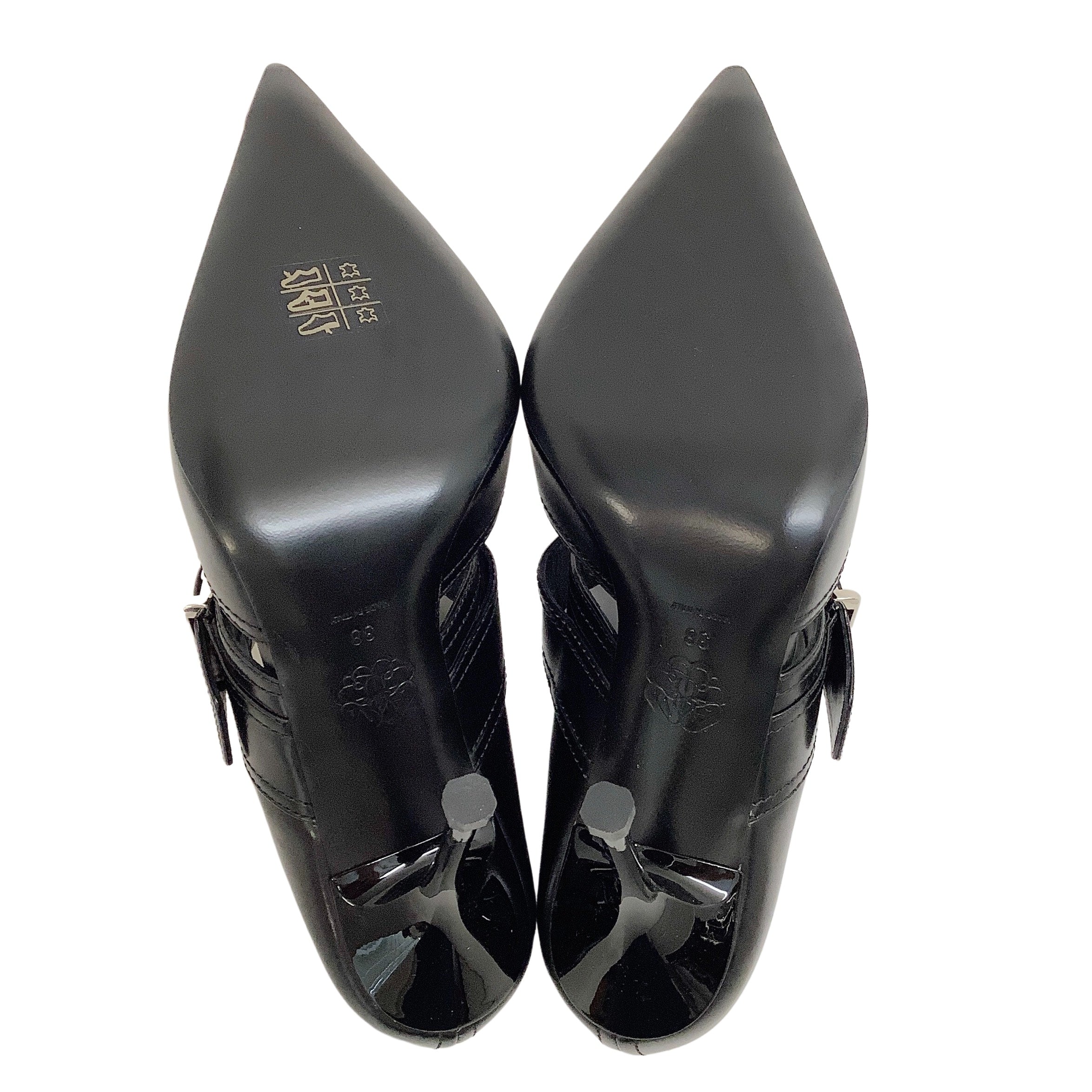 Alexander McQueen Black Leather Punk Buckle Mules - Women's Designer Slip-On Shoes for Casual & Evening Wear