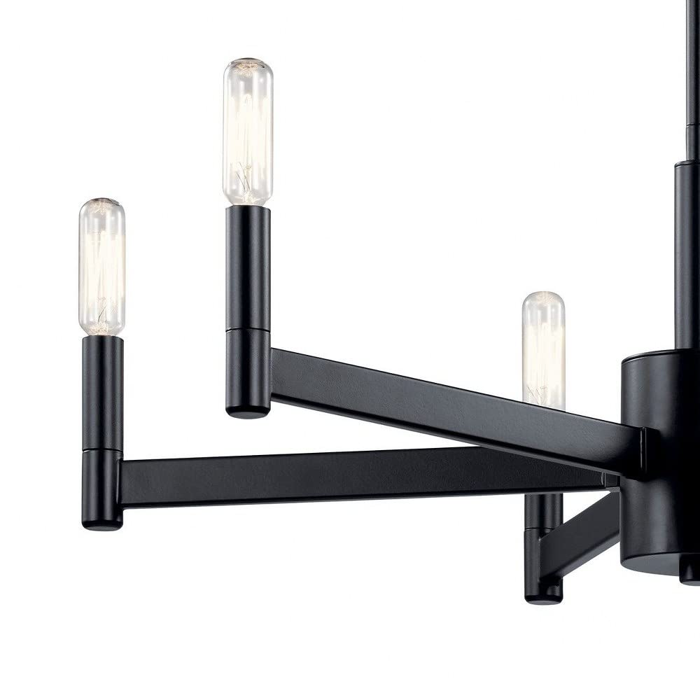 6-Light Modern Farmhouse Chandelier - Satin Nickel Finish - Rustic Dining Room Lighting for Kitchen Island, Bedroom or Entryway
