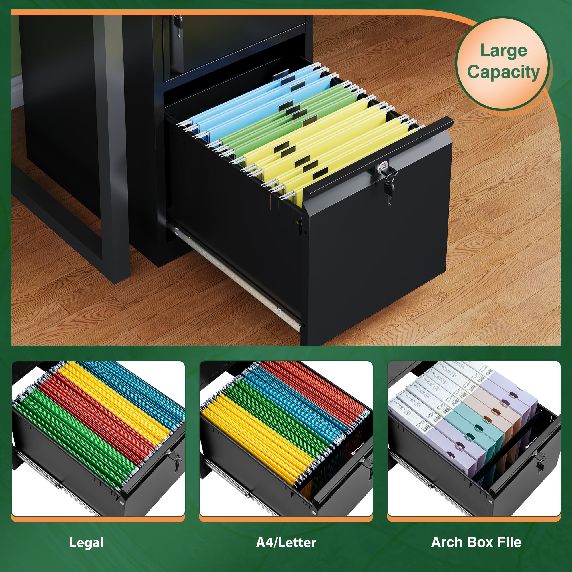 Letaya 1 Door 1 Drawer Lockable Metal File Cabinet - Home & Office Storage for A4/F4/Letter/Legal Documents - Easy Assembly - Perfect for Office Organization & Home Workspace Storage