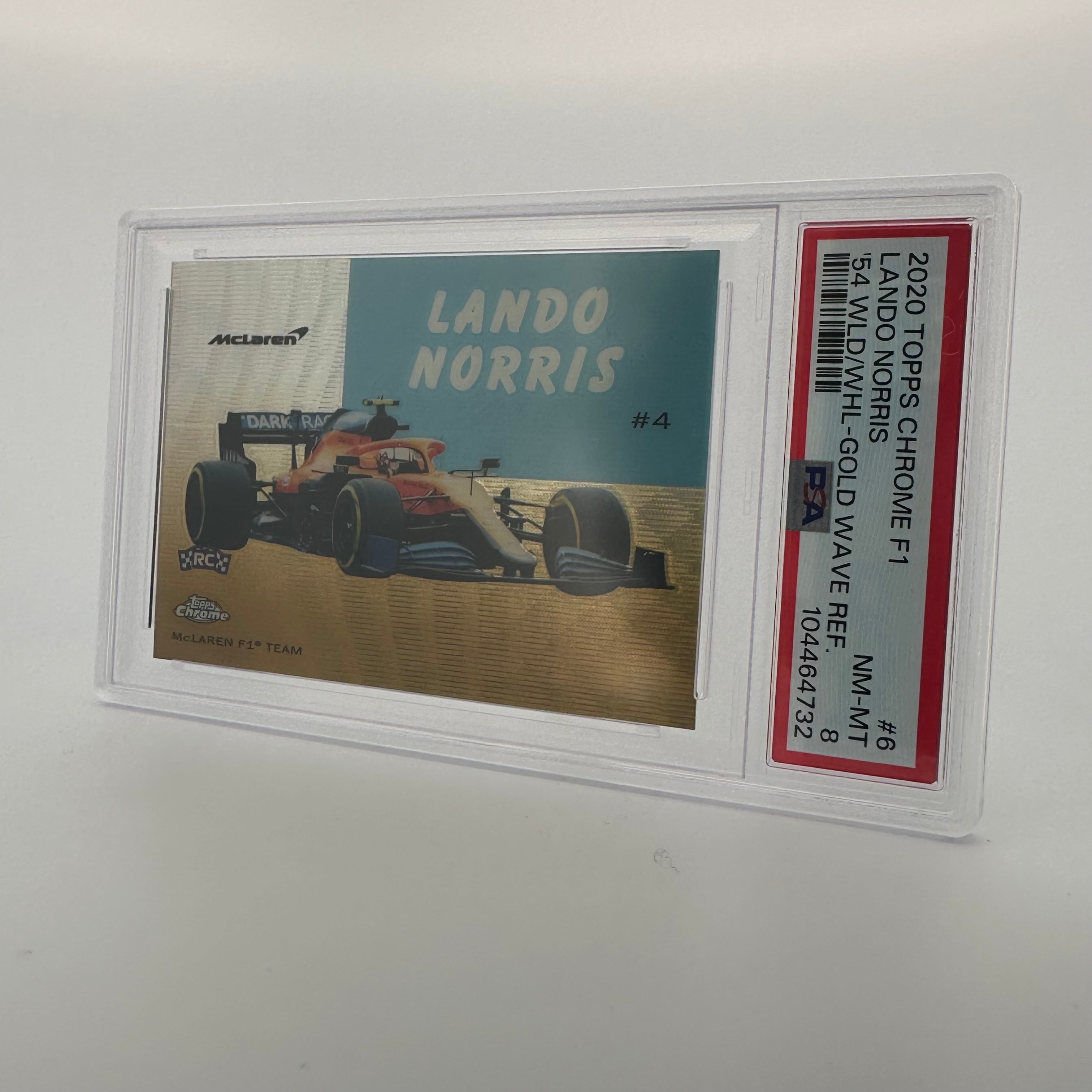 2020 Topps Chrome F1 Lando Norris #54W PSA 8 Gold Wave 22/50 - Rare Racing Collectible for Fans & Card Investors