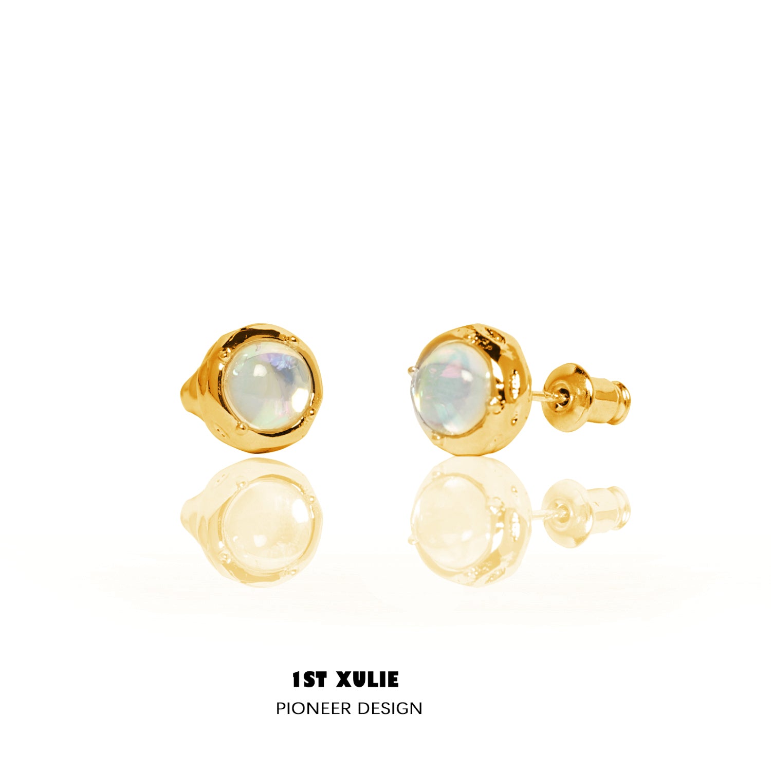 Moon Stone S925 Sterling Silver 24K Gold Plated Basic Earrings for Women - Minimalist Stud Earrings for Daily Wear, Gift Giving & Special Occasions