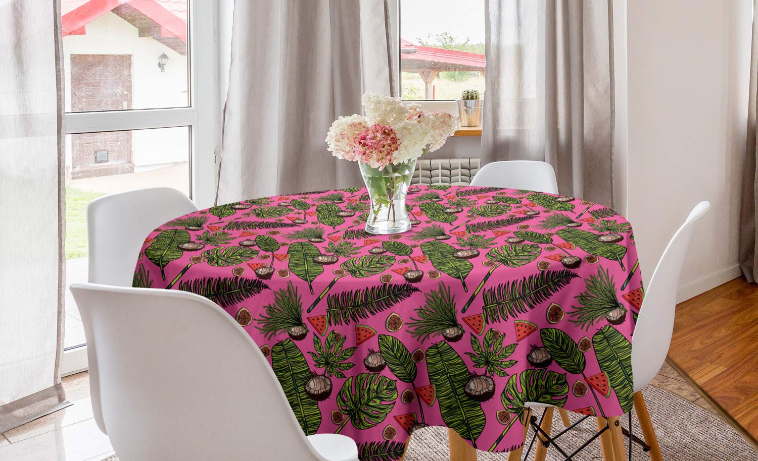 Ambesonne Summer Round Tablecloth 60