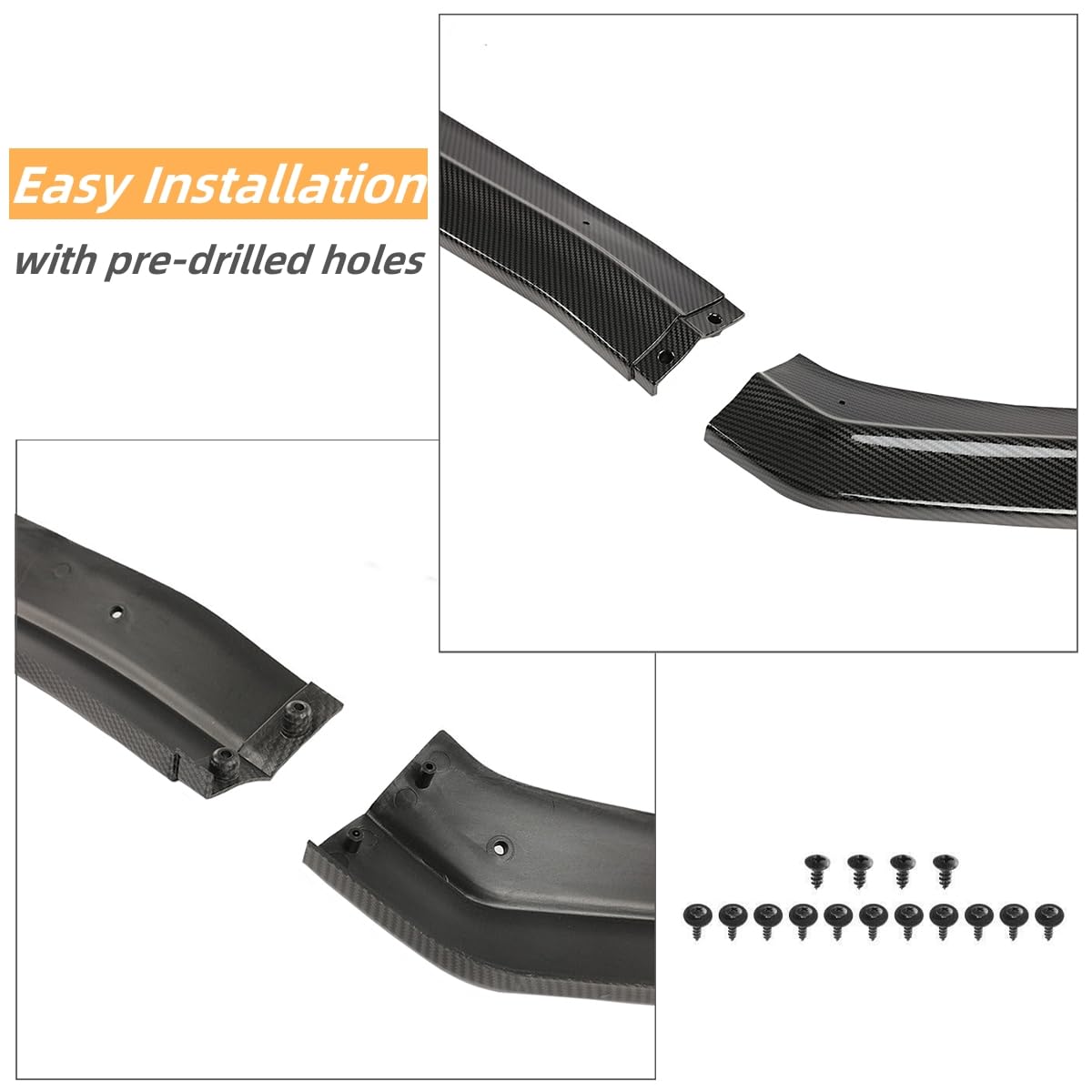 3PCS Carbon Fiber Front Bumper Lip Spoiler & Diffuser Splitter for 2015-2020 Subaru WRX STI Sedan - CS-Style Aero Kit for Enhanced Performance & Aggressive Look (Perfect for Racing, Car Shows & Street Tuning)