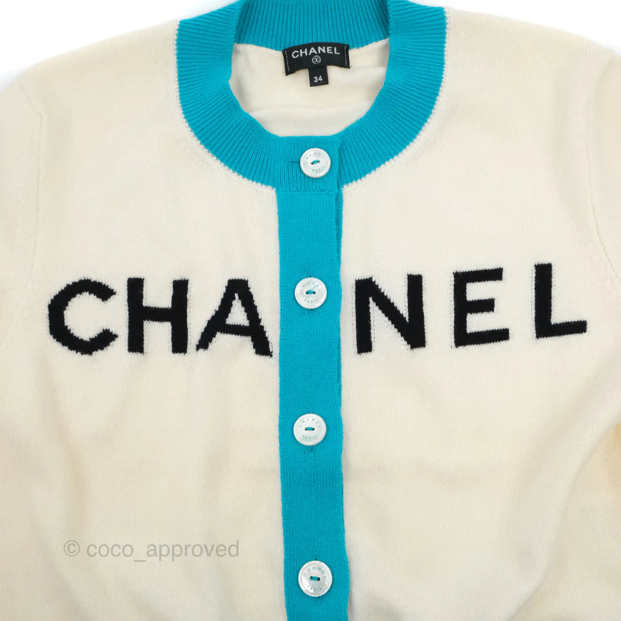 Chanel Two-Tone Cashmere Cardigan - Runway 2019 Spring/Summer Collection - Size 34 - Luxury Women's Knitwear for Office & Evening Events