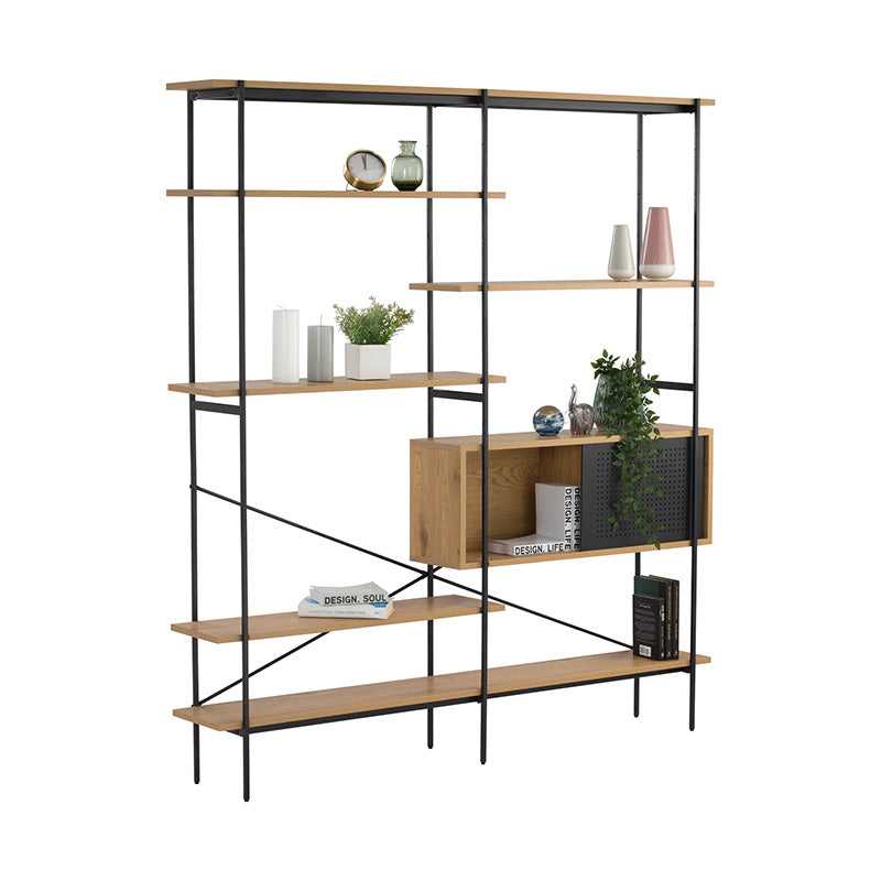 KREMAN 1.7M Oak Wood Display Unit - Perfect for Retail Stores, Boutiques & Home Decor Showcase