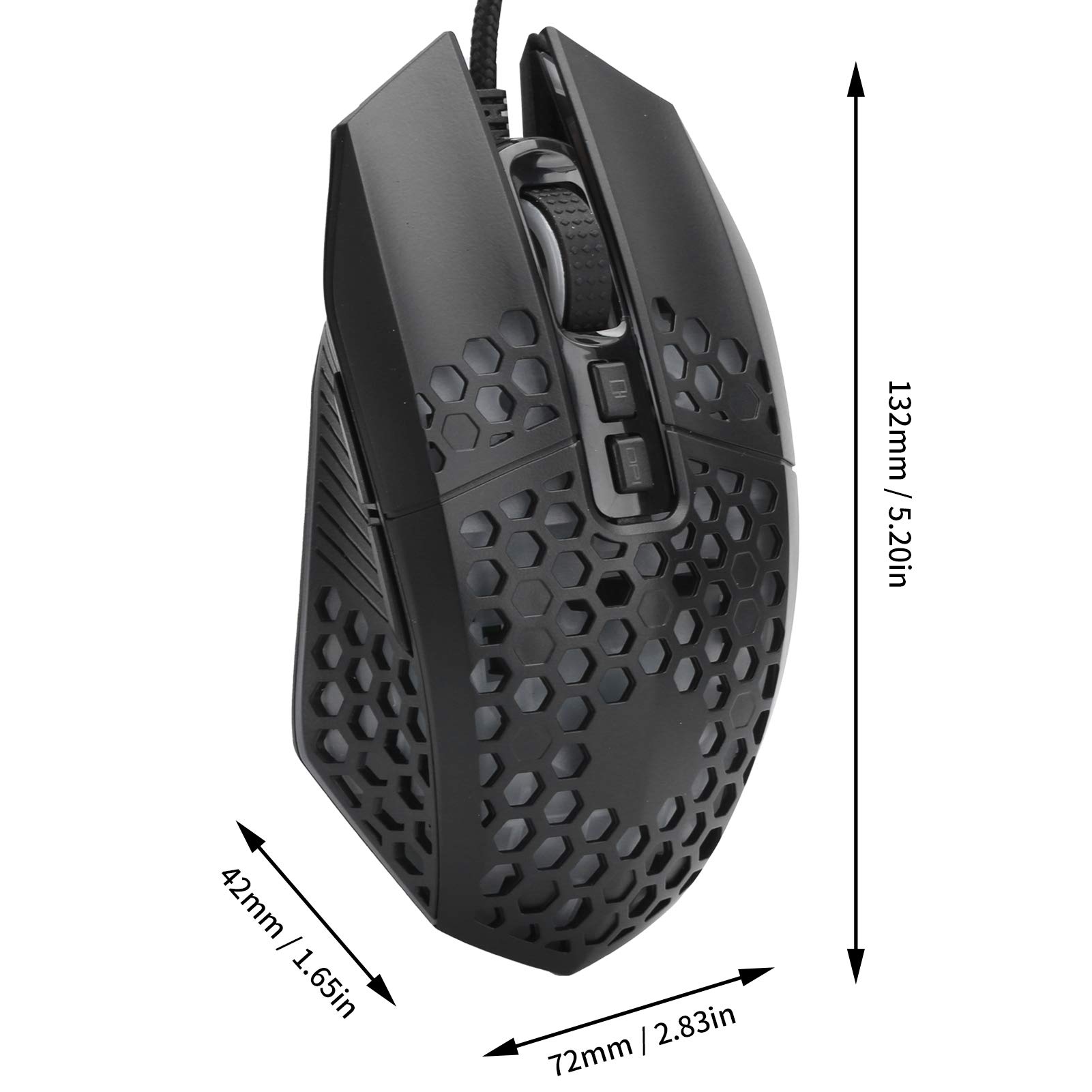 ASHATA Wired Gaming Mouse - 8000 DPI RGB Honeycomb Hollow Design with Optical Sensor, Ergonomic Computer Mouse for PC Gaming (Black) | Perfect for FPS, MOBA & Office Work