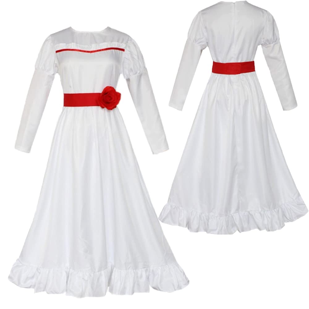 Scary White Halloween Costume Dress for Women & Girls - Gothic Horror Party Cosplay Long Dress - Perfect for Halloween Parties, Cosplay Events & Themed Gatherings
