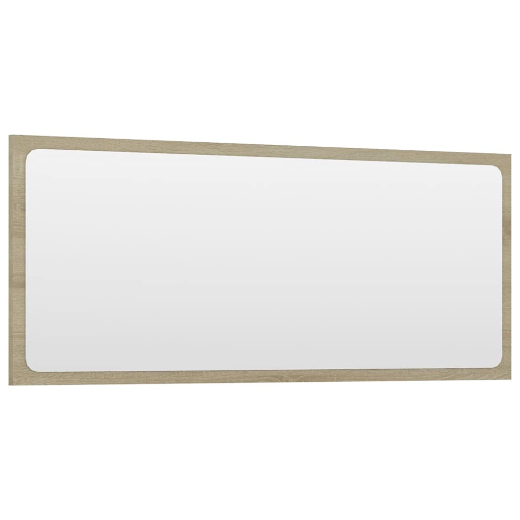 Sonoma Oak 35.4x14.6 Inch Contemporary Rectangle Wall Mirror - Bathroom Vanity Mirror & Living Room Decor - Durable Chipboard Frame - Perfect for Modern Homes, Bedrooms & Entryways