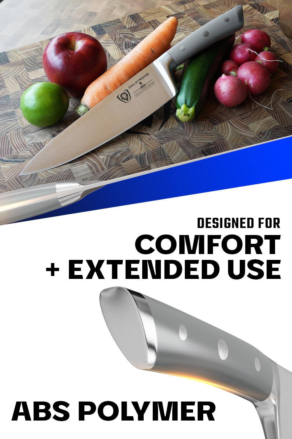 Dalstrong Gladiator Series 8-Inch Chef Knife with Grey ABS Handle - NSF Certified Professional Kitchen Knife for Slicing, Dicing, and Chopping - Perfect for Home Cooks & Professional Chefs