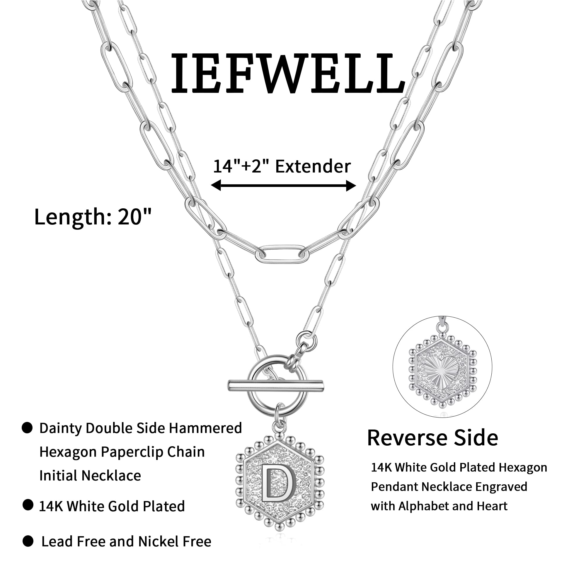 14K Gold Plated Layered Necklace for Women - Rose Gold & Silver Paperclip Chain with Toggle Clasp | Initial Necklace | Elegant Layered Jewelry for Daily Wear, Office & Special Occasions