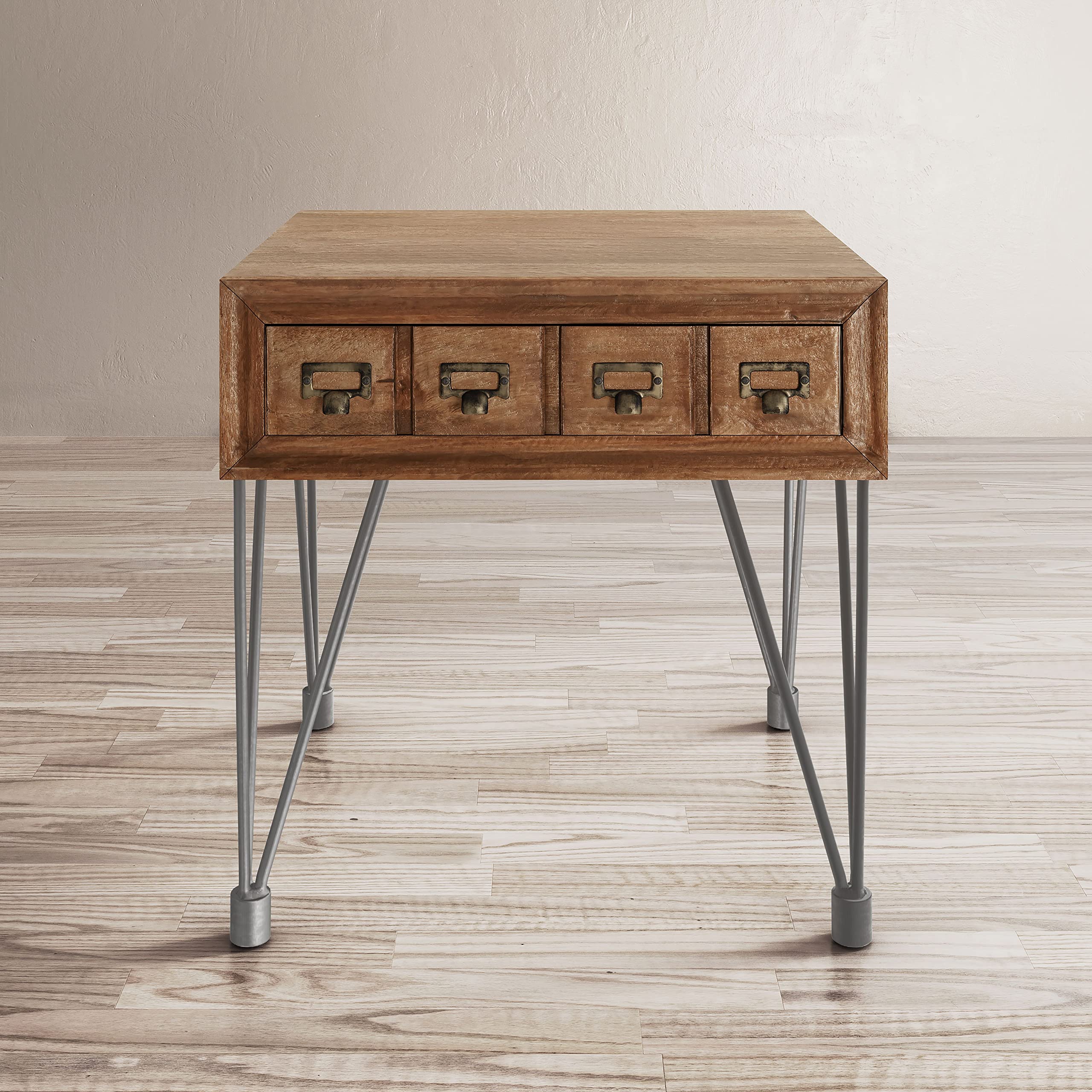 Vintage Solid Wood End Table with Apothecary Drawers - Rustic Nightstand for Bedroom, Living Room & Office - Jofran Inc. Handcrafted American Furniture