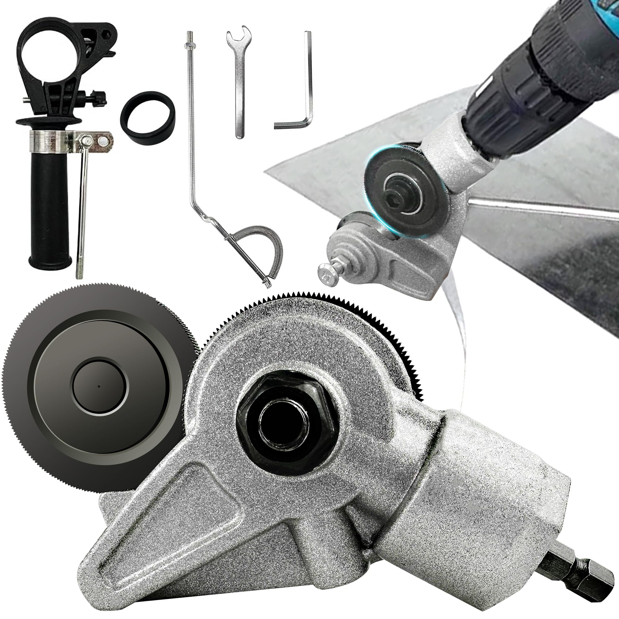 Updated Electric Drill Plate Cutter Attachment - Metal Nibbler & Sheet Metal Shears for Iron, Steel, Copper & Aluminum | Drill Cut Pro Tool with Adapter | Perfect for DIY Projects, Metalworking & Home Repairs