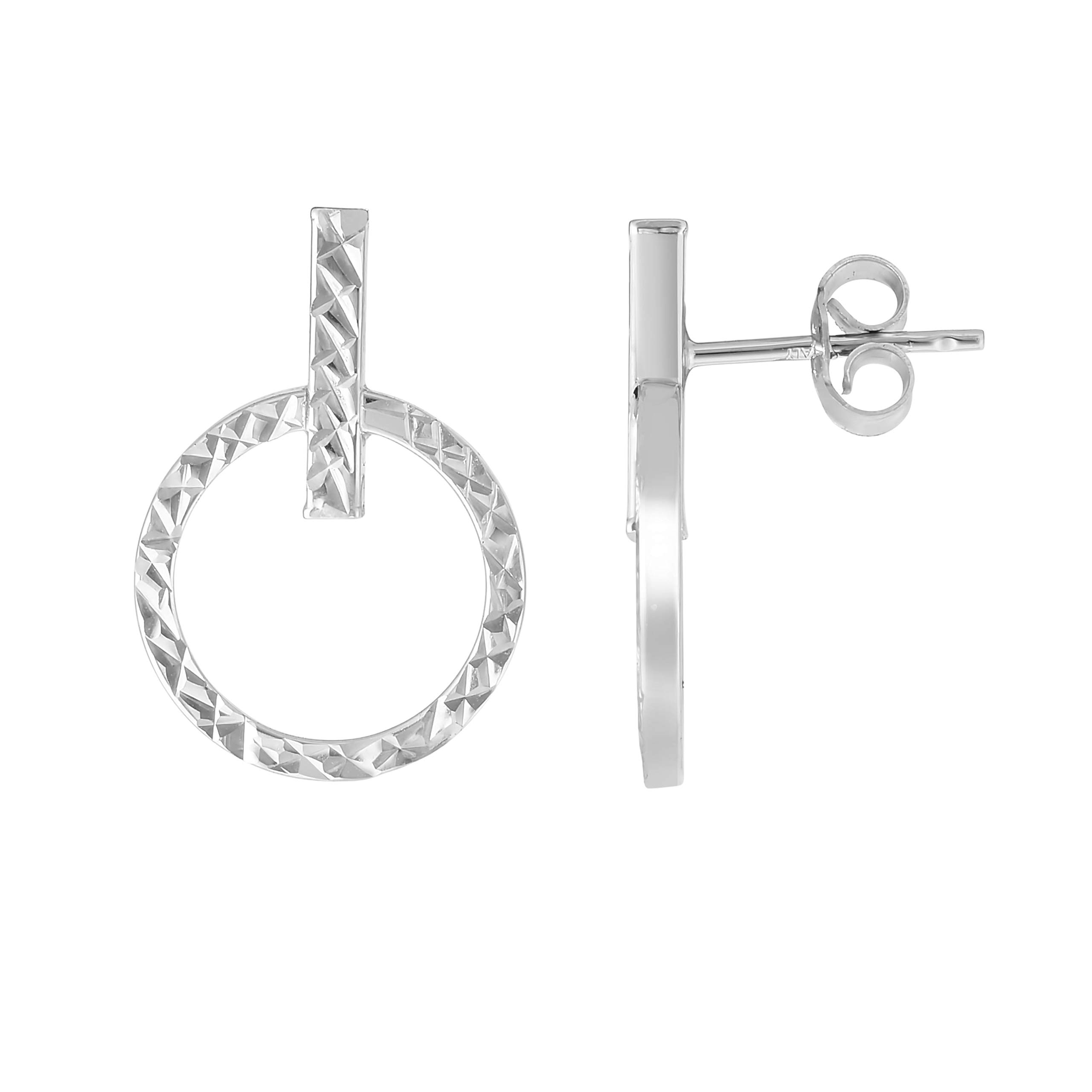 Amanda Rose Bar Circle Stud Earrings 14k Gold - Elegant Everyday Jewelry for Women, Perfect Gift for Birthday, Anniversary & Valentine's Day