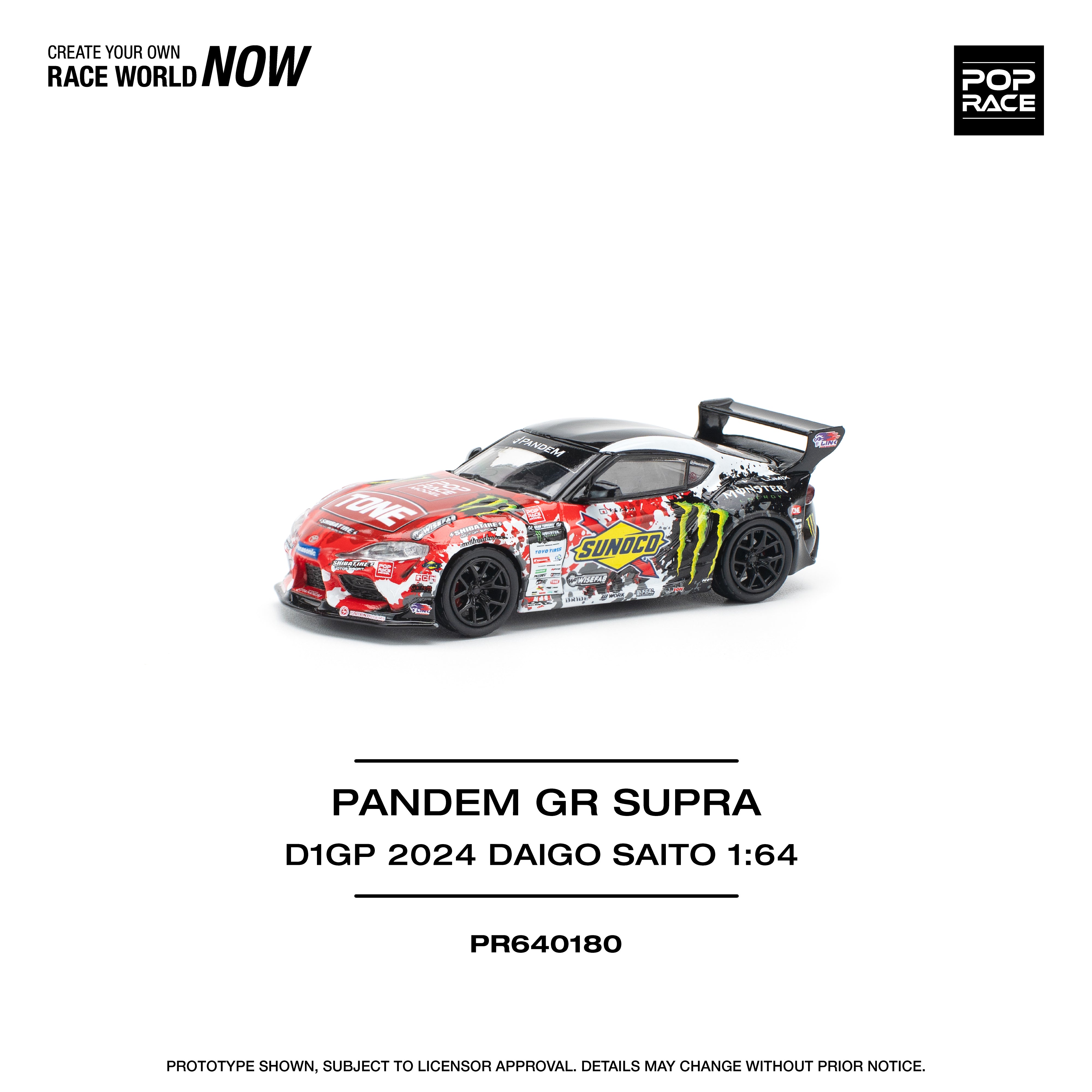 PREORDER Pop Race 1:64 Scale Toyota GR Supra D1GP 2024 Daigo Saito Diecast Model Car - Perfect for Collectors, Drift Racing Fans, and Display Showcases