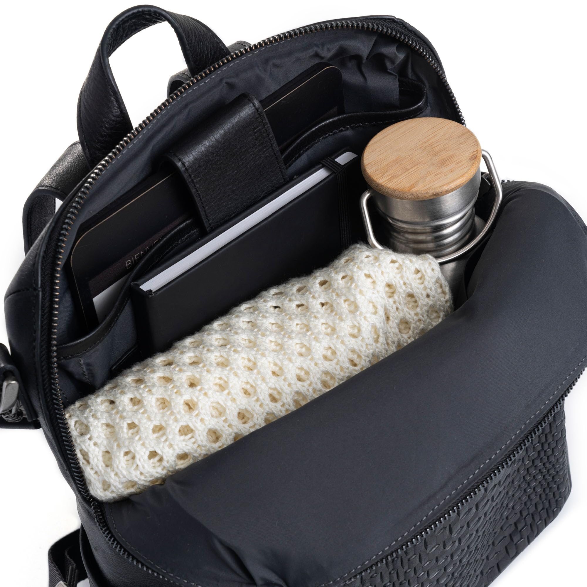 VELEZ Genuine Black Top Grain Leather Mini Backpack for Women - Small Shoulder Bag Purse Fits 11 Inch Tablet - Stylish Designer Handbag for Ladies - Perfect for Work, Travel & Daily Use