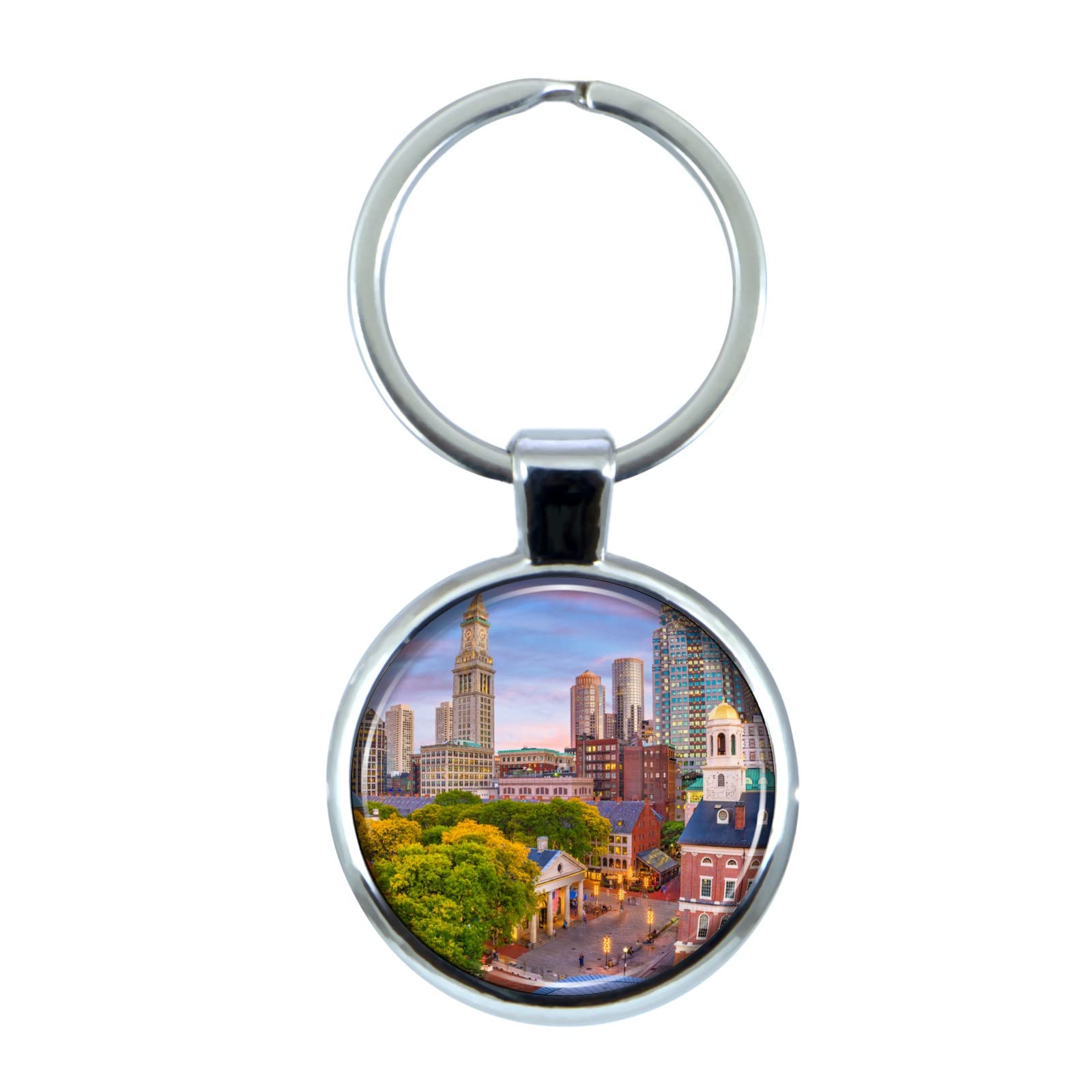 Boston Souvenir Keychain - Durable Epoxy Dome & Metal Keyring for Keys, Gifts, Travel Accessories | Perfect for Boston Lovers, Tourists & Collectors