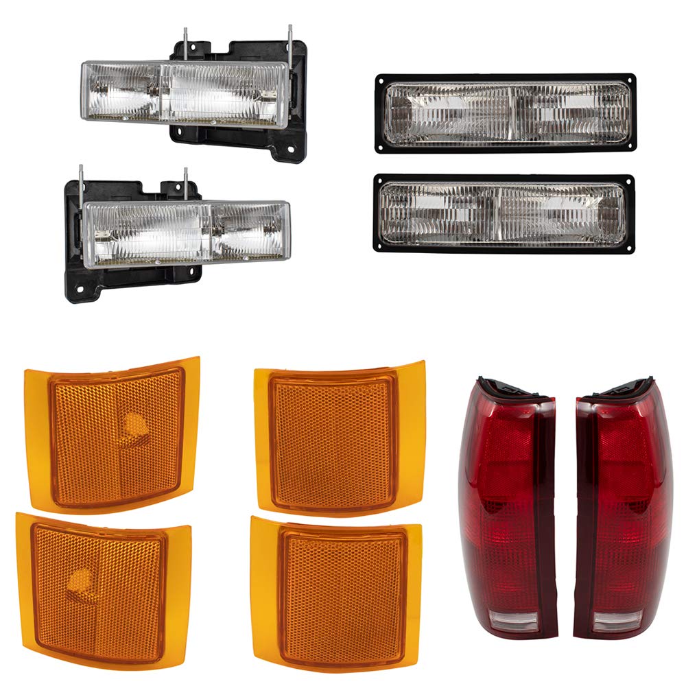 10pc Light Set for 1994-2002 Chevy C/K Pickup & Blazer - Headlights, Tail Lights, Side Markers - Perfect for Off-Road & Night Driving