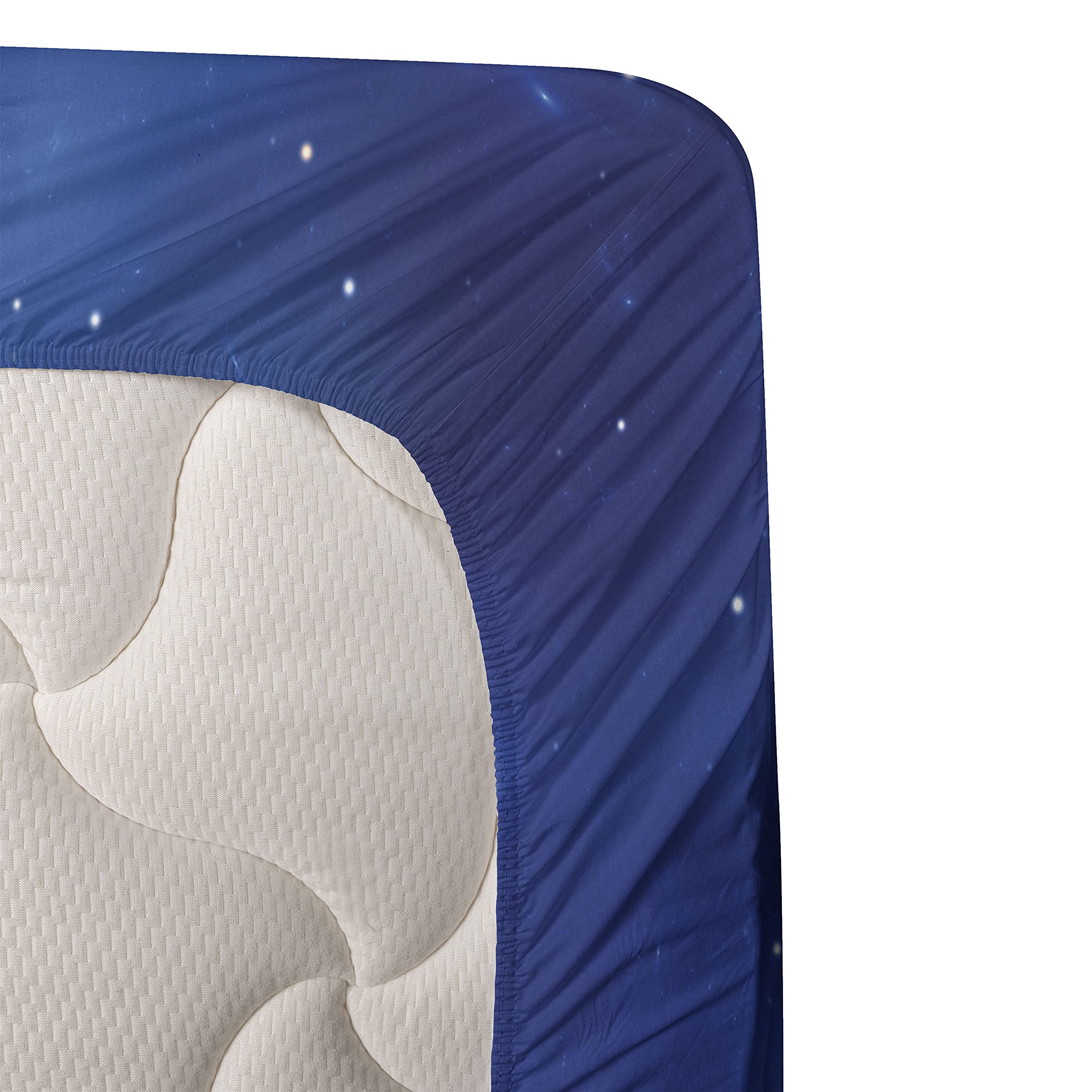 Ambesonne Outer Space Galaxy Bed Sheet Set - Twin XL, Purple Navy - 3 Piece Set with Fitted Sheet, Flat Sheet & Pillowcase - Astronomy Nebula Star Cluster Design - Perfect for Space Themed Bedrooms, Kids Rooms & Science Lovers
