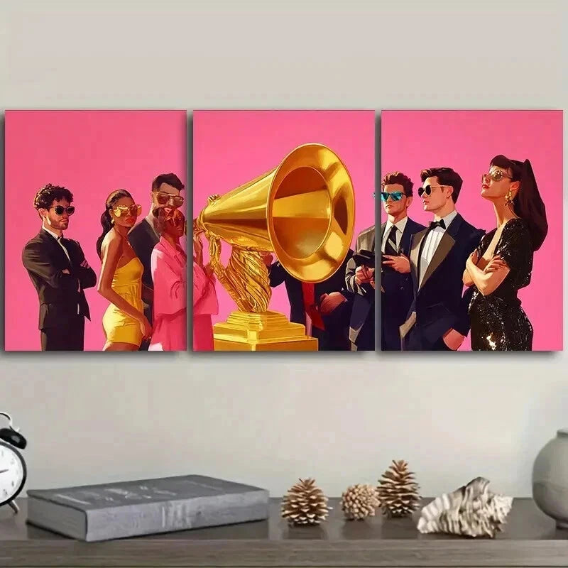 3-Piece Grammy Award Wall Art Set - Framed Canvas Prints 50x70cm (20x28in) | High Quality Australian Made Music Decor | Perfect for Living Room, Bedroom & Office Wall Decoration