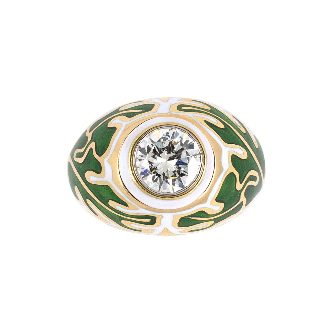 Cerro Diamond & Enamel Dome Ring for Women - Elegant Gold Plated Statement Jewelry for Parties, Weddings & Special Occasions