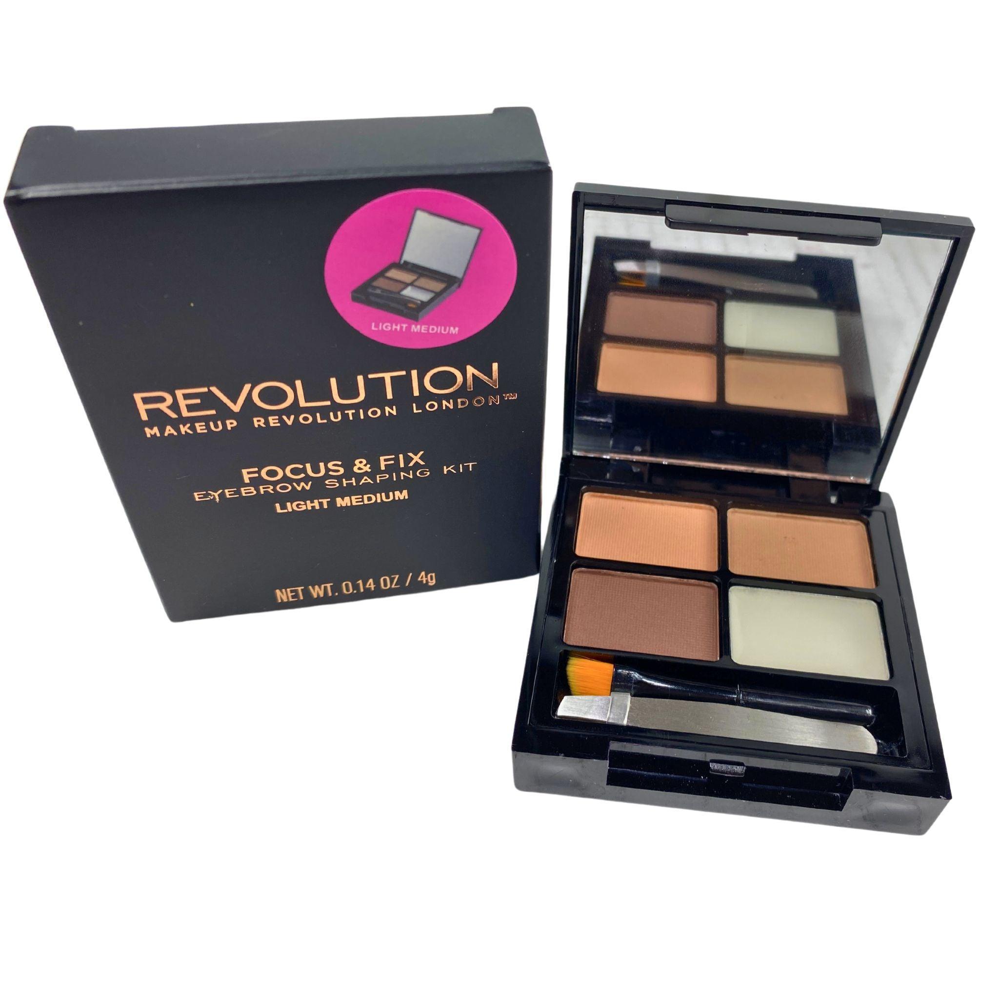 Revolution Makeup Revolution London Focus & Fix Eyebrow Shaping Kit - Light Medium, 0.14OZ (36 Pcs) - Perfect for Eyebrow Grooming, Shaping & Styling at Home or Salon