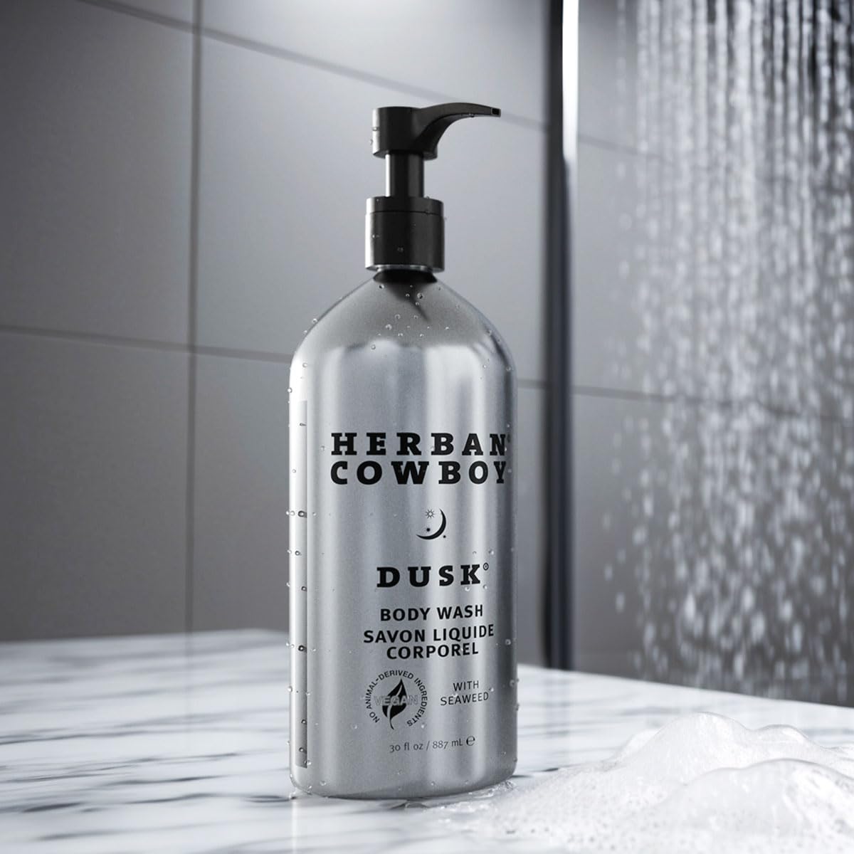 Herban Cowboy Dusk Cologne Scent Body Wash for Men - 30 oz Vegan & Plant-Powered Formula in Eco-Friendly Aluminum Bottle - Refreshing Shower Gel for Daily Use, Gym & Post-Workout Cleansing