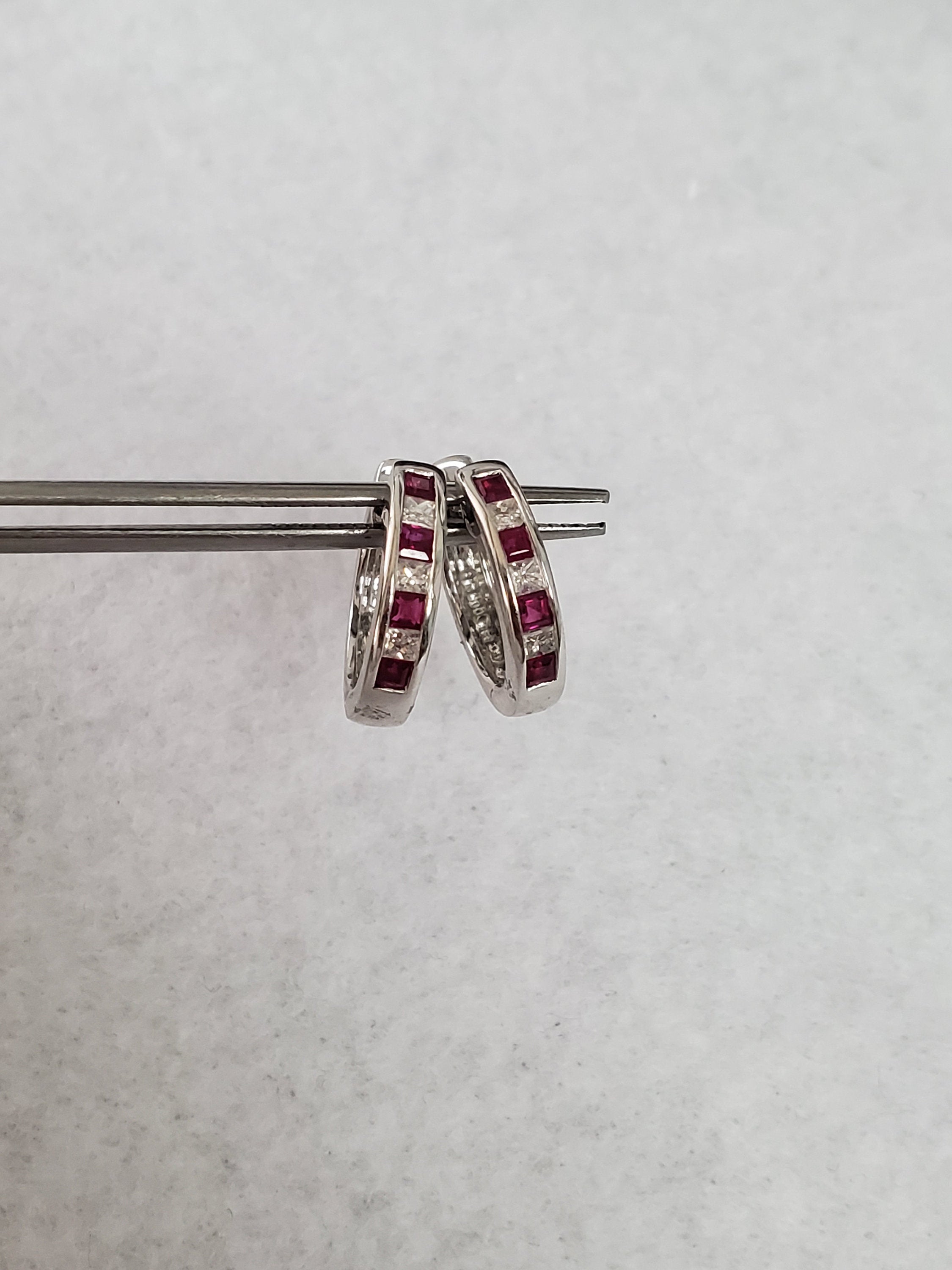 14K White Gold Ruby and Diamond Earrings .78cttw - Elegant Stud Earrings for Women, Perfect for Weddings, Parties & Special Occasions
