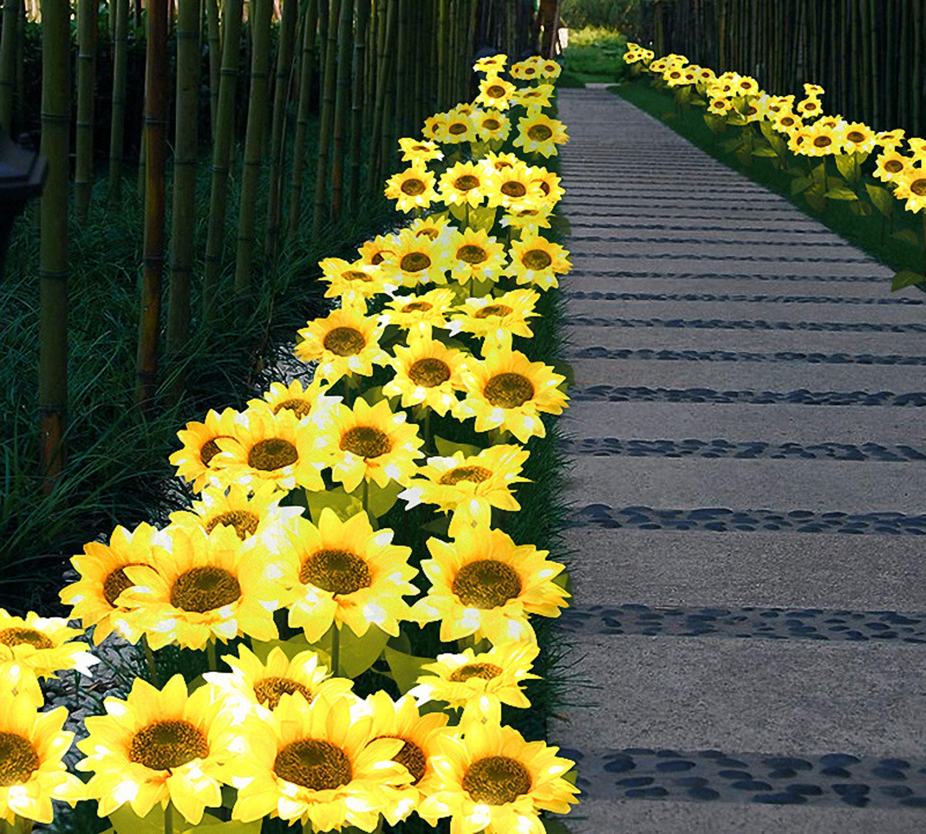 SNOMYRS 2 Pack Solar Sunflower Lights Outdoor - 29.5 Inch Waterproof LED Landscape Lighting with 20 Warm White LEDs for Garden, Yard, Patio, Pathway, Fence Decoration | Perfect for Evening Ambience & Outdoor Parties