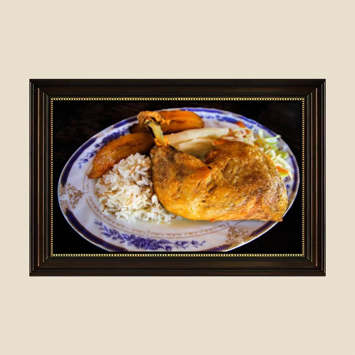 Roasted Chicken Colombian Style Canvas Wall Art - 24x36 Inch Framed Painting Poster, Ready to Hang Home Decor for Living Room & Bedroom | Retro Kitchen Decor, Latin American Cuisine Theme