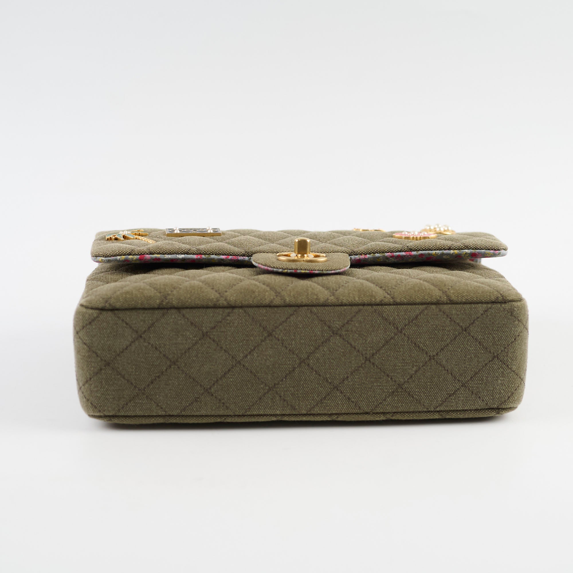 Chanel Medium M/L Classic Flap Bag in Khaki Denim - Luxury Designer Handbag for Women, Perfect for Everyday Use & Special Occasions