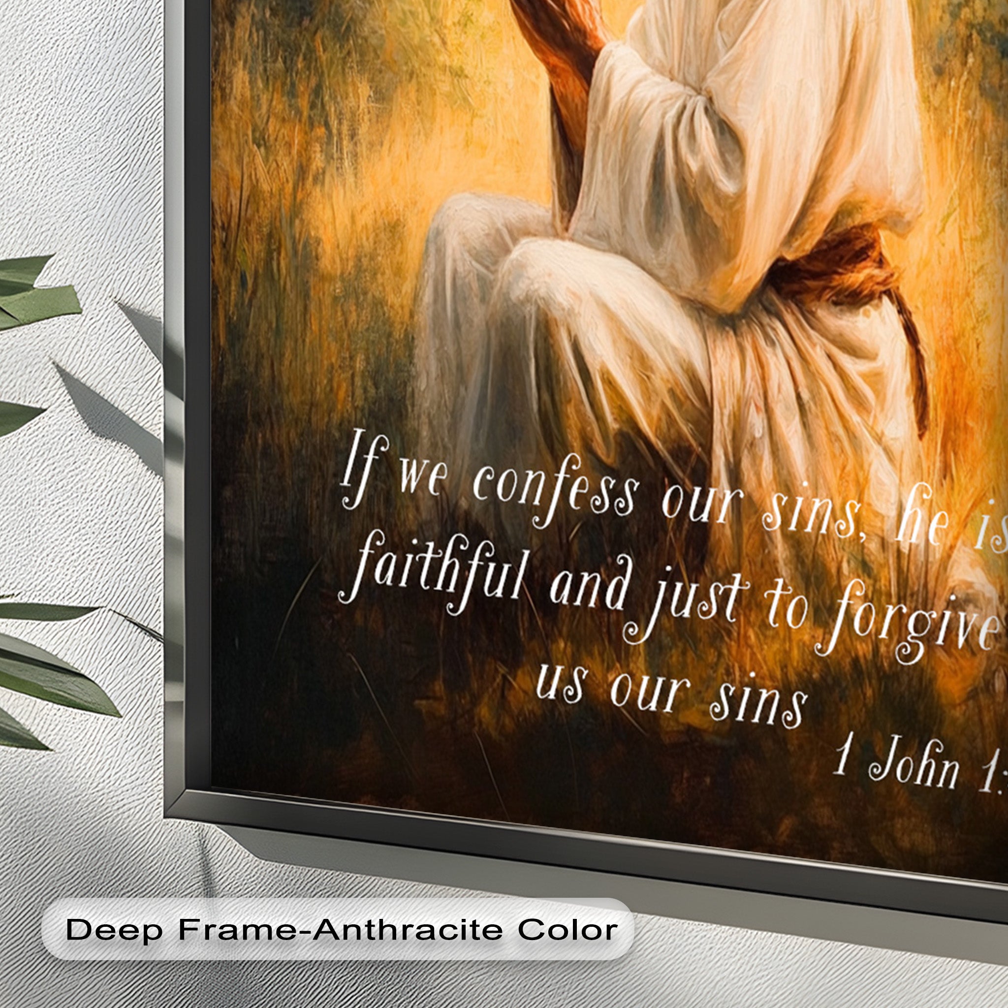 1 John 1:9 Bible Verse Oil Painting - Christian Scripture Wall Art for Home Decor, Church & Prayer Room - Divine Forgiveness Scripture Artwork