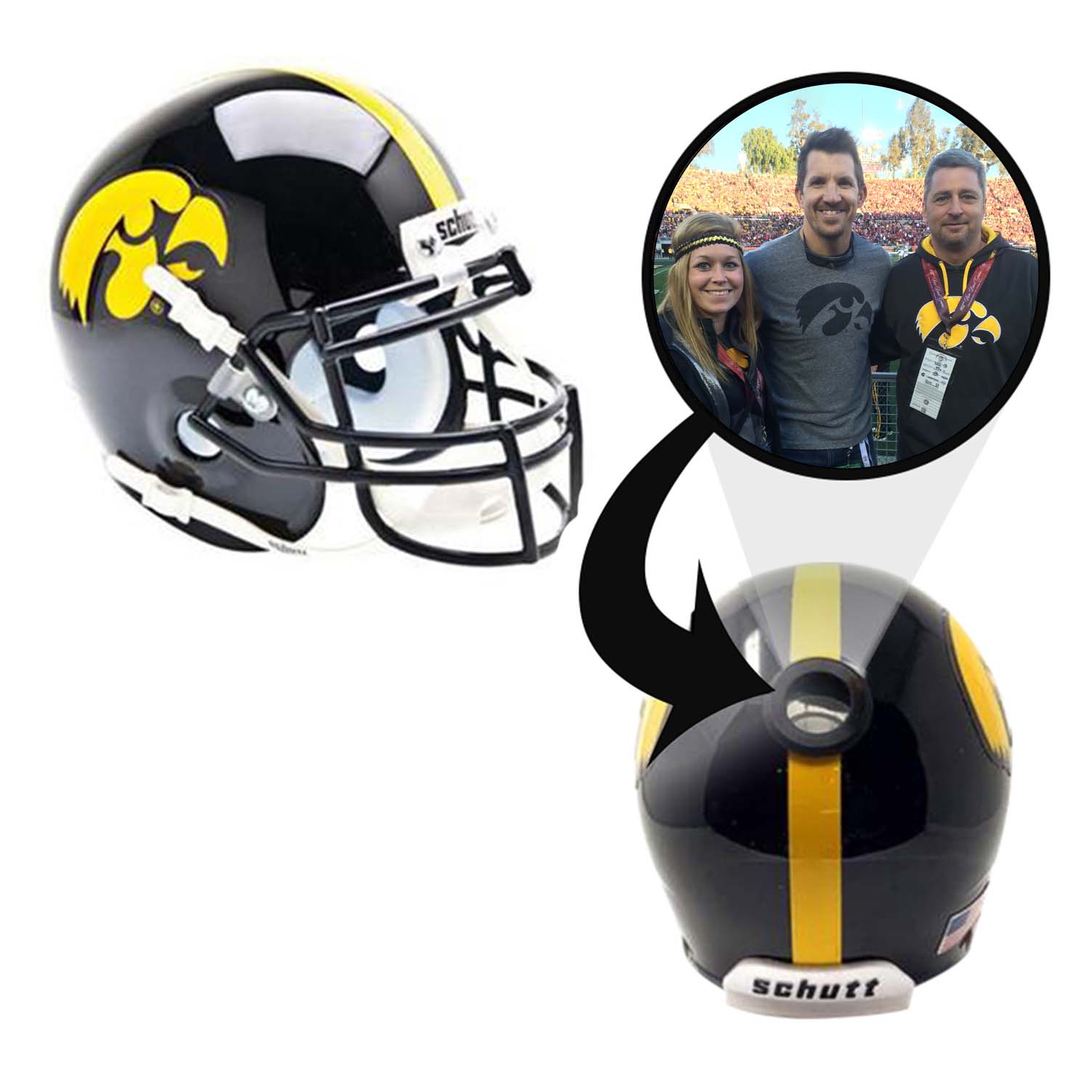Iowa Hawkeyes College Football Collectible Mini Helmet - Authentic Replica with Display Stand - Perfect for Fans, Memorabilia Collectors & Game Room Decor