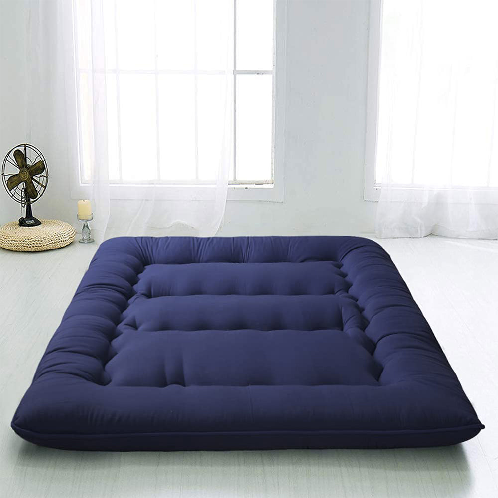 MAXYOYO Navy Blue Futon Mattress for Living Room - Comfortable & Space-Saving Sofa Bed Solution for Small Apartments, Guest Rooms & Dormitories