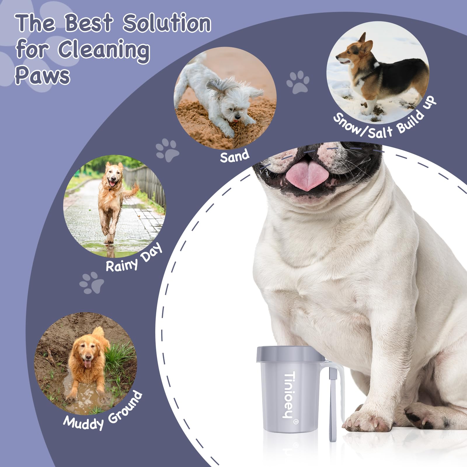 Dog Paw Cleaner for Small & Medium Breeds - Easy Grip Handle for Muddy Paws | Pet Bathing Essential