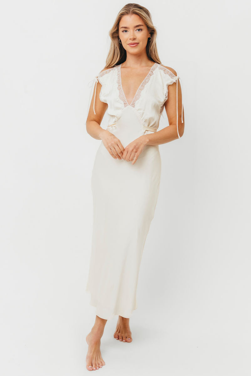 Monarch Midi Dress in Cream - Elegant Flowy Summer Dress for Women | Perfect for Weddings, Parties & Date Nights